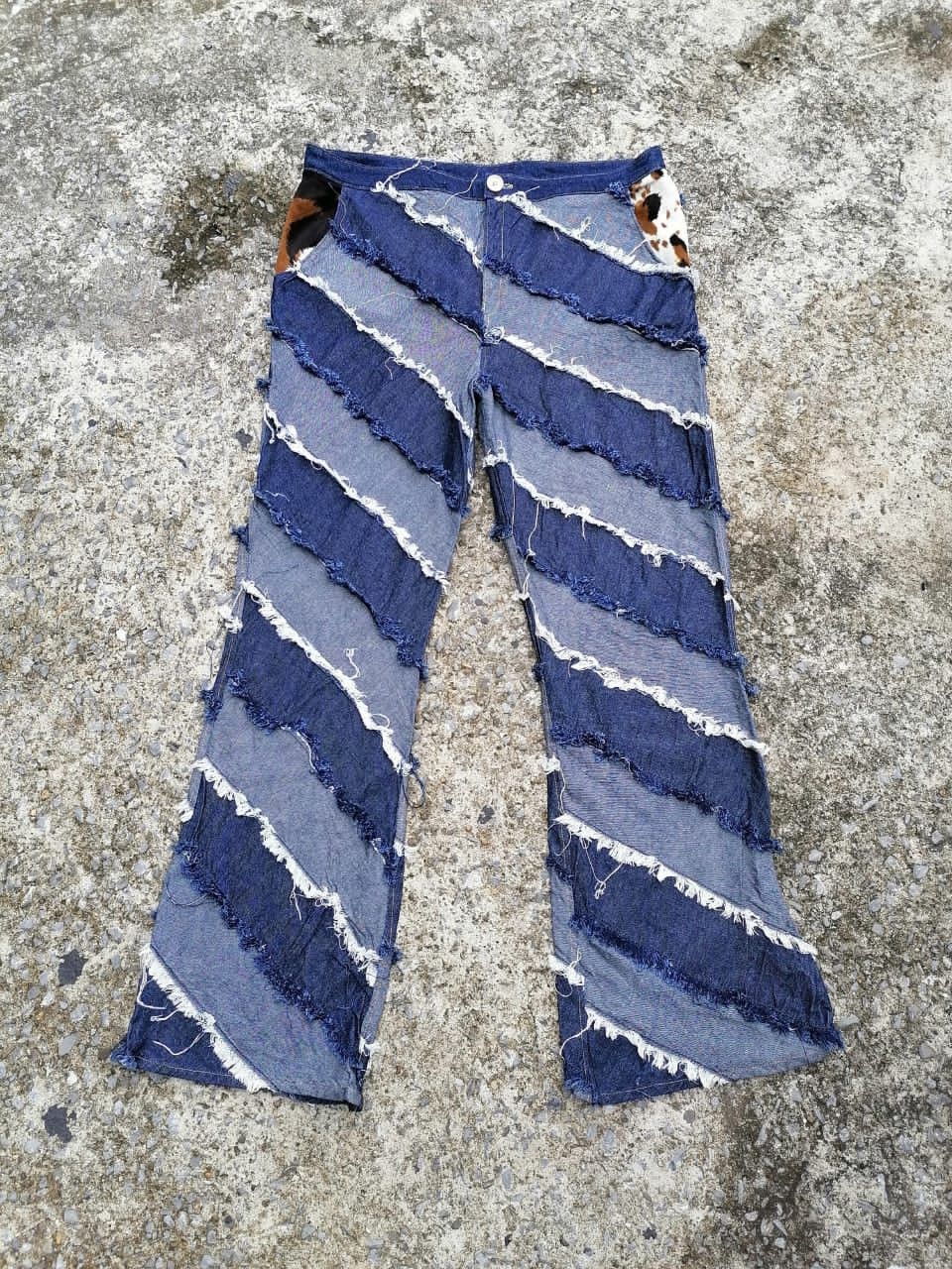 Designer Denim Layers Design Wide Leg Jeans Size 34" / US 12 / IT 48 - 1 Thumbnail