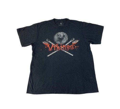 Vikings American Hollywood Cross Axe Logo Printed Tee