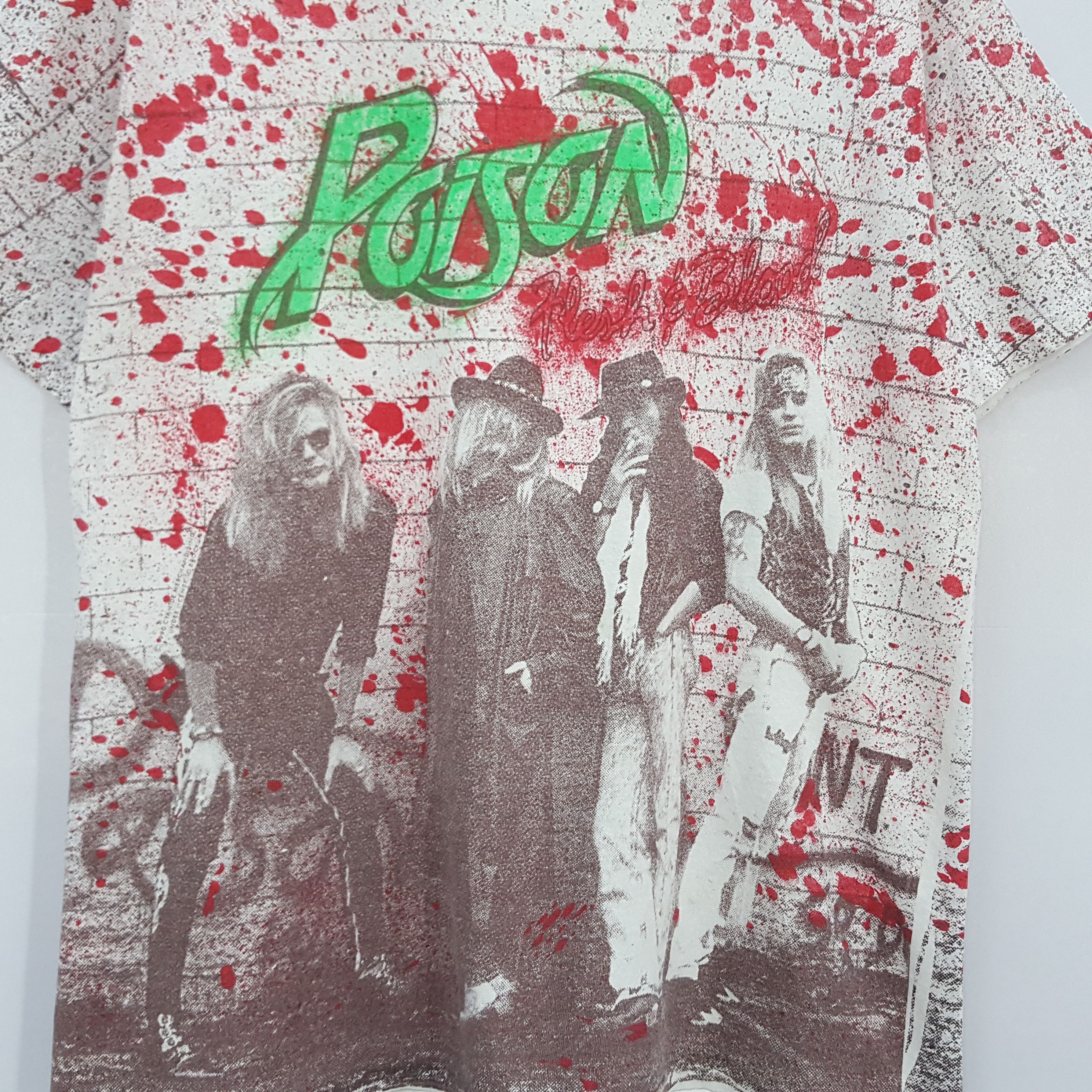 Band Tees × Vintage Vintage 90's POISON American Rock Band full print t-shirt Size US L / EU 52-54 / 3 - 4 Thumbnail