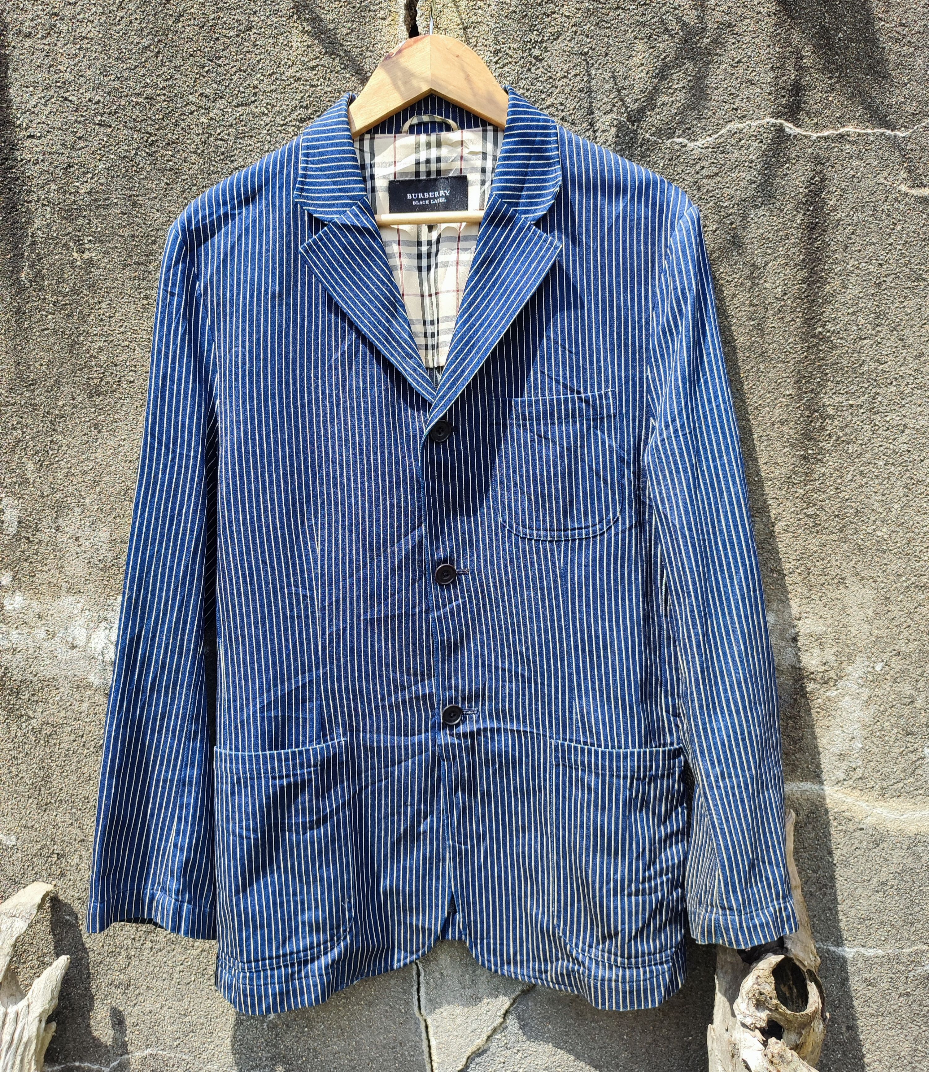 Burberry 🔥STEAL🔥Burberry Black Label Stripe Dark Blue Blazer Size 42R - 1 Thumbnail