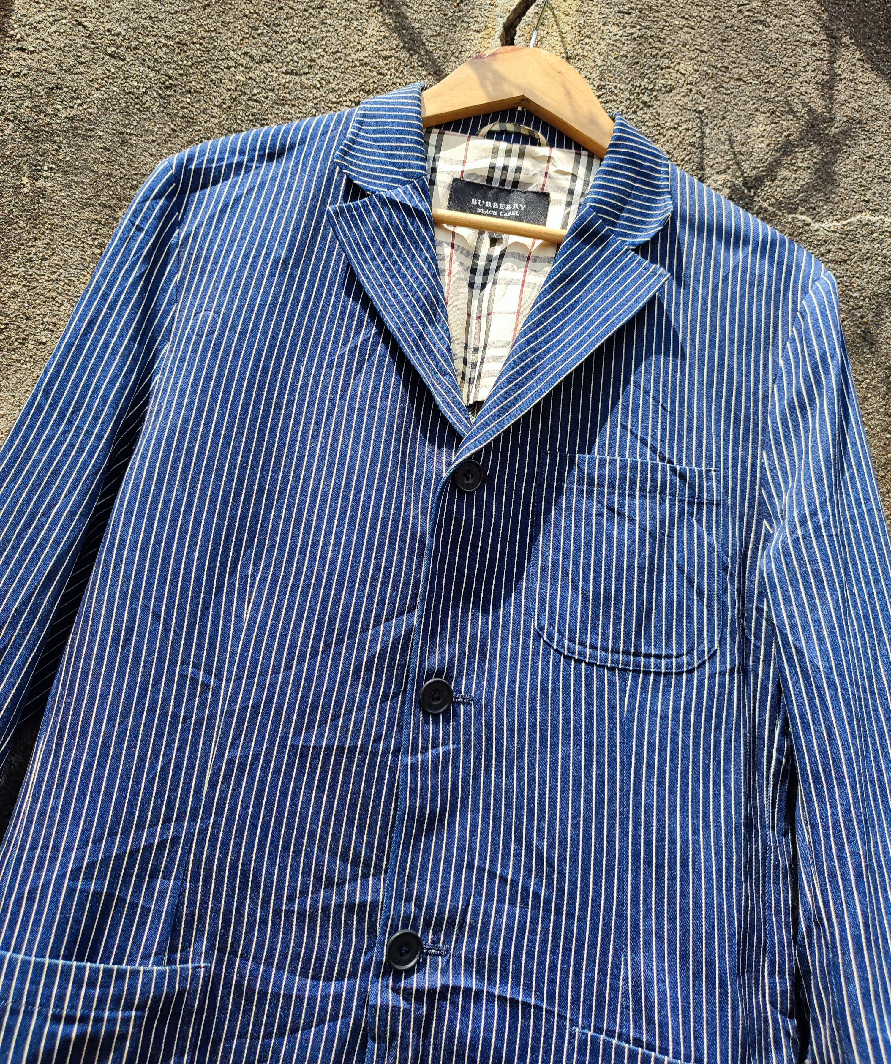 Burberry 🔥STEAL🔥Burberry Black Label Stripe Dark Blue Blazer Size 42R - 2 Thumbnail