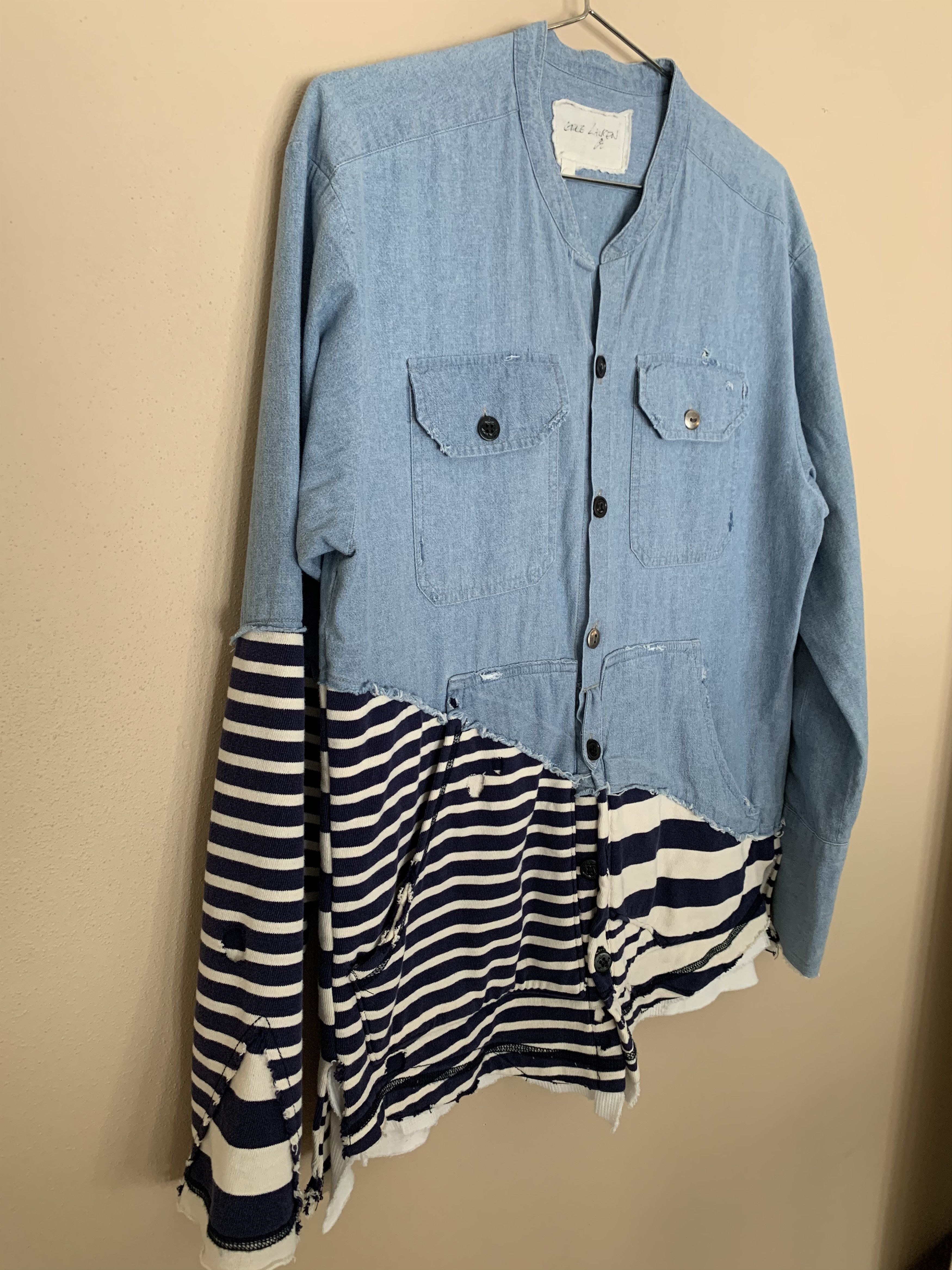 Greg Lauren 50/50 Chambray Stripes Studio Shirt Size US S / EU 44-46 / 1 - 2 Thumbnail