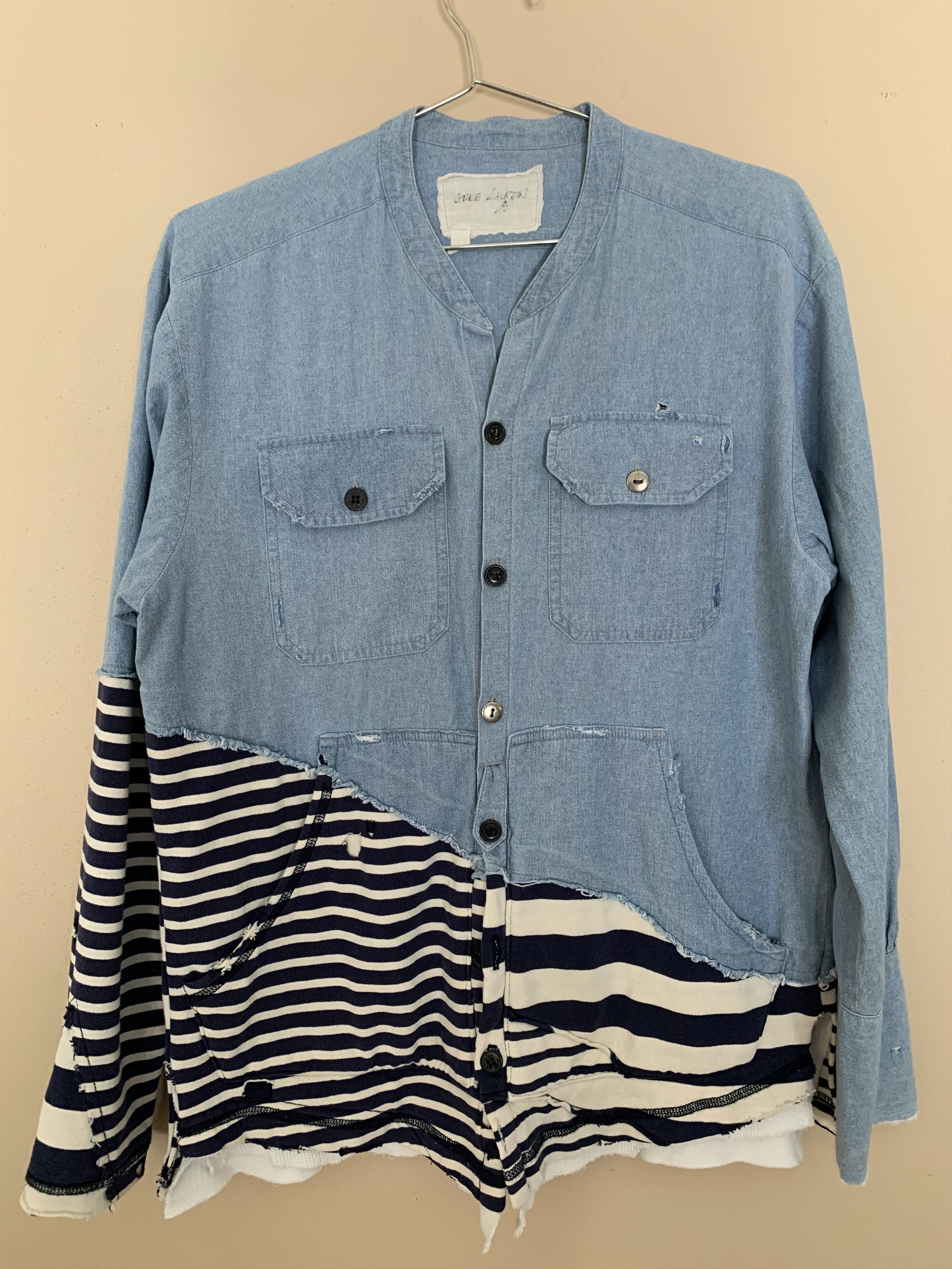 Greg Lauren 50/50 Chambray Stripes Studio Shirt Size US S / EU 44-46 / 1 - 8 Thumbnail