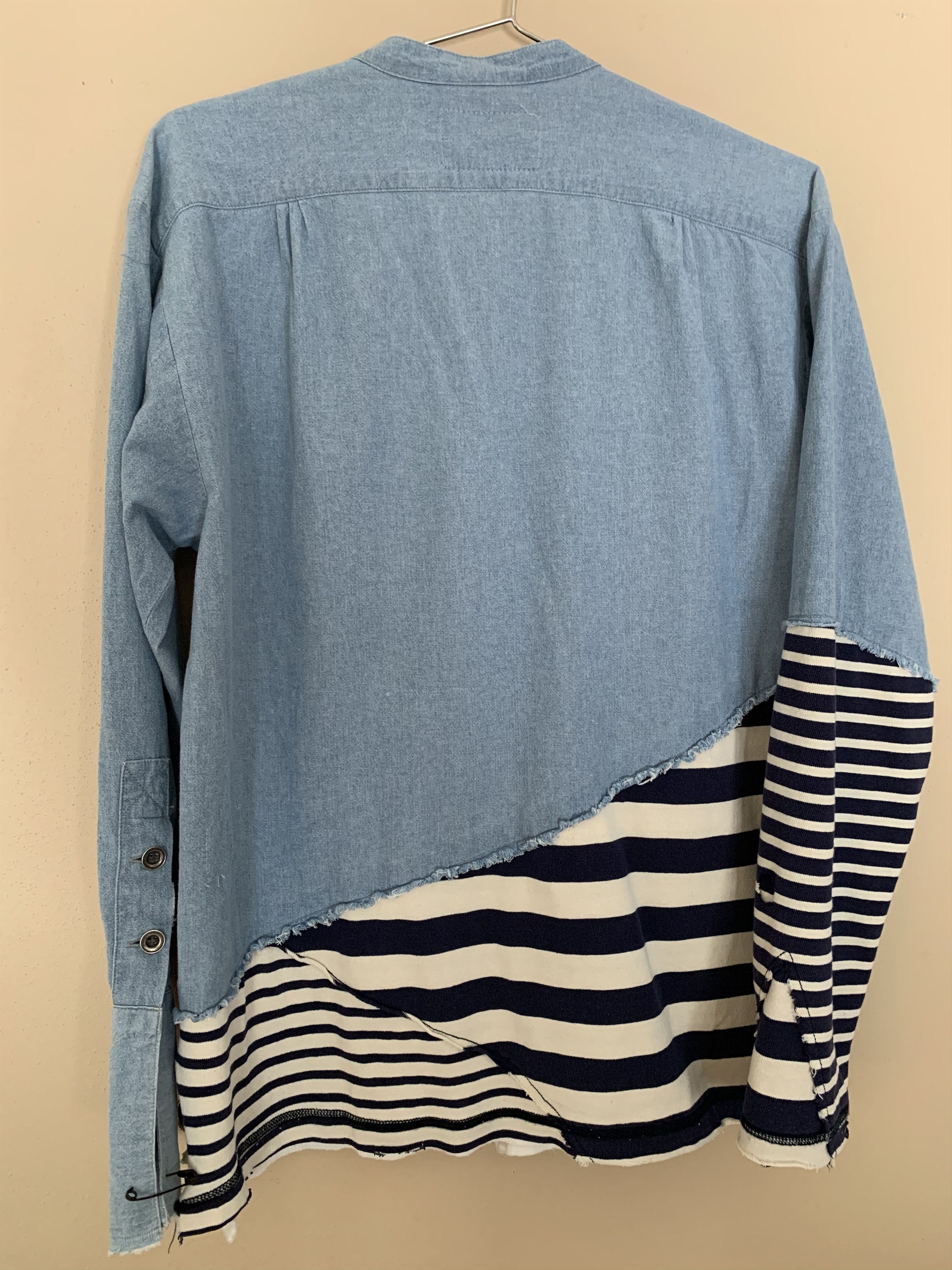 Greg Lauren 50/50 Chambray Stripes Studio Shirt Size US S / EU 44-46 / 1 - 7 Thumbnail