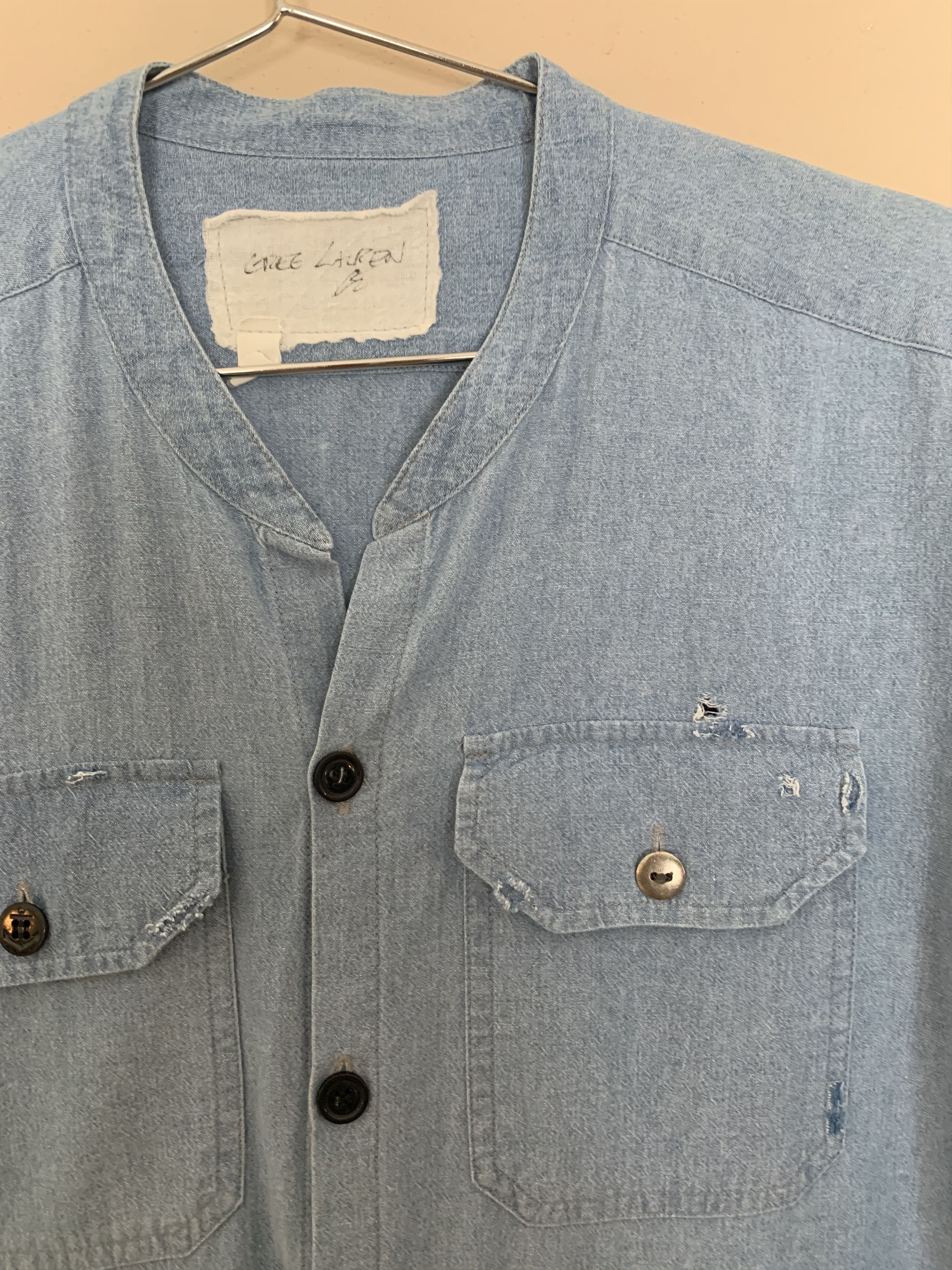 Greg Lauren 50/50 Chambray Stripes Studio Shirt Size US S / EU 44-46 / 1 - 3 Thumbnail