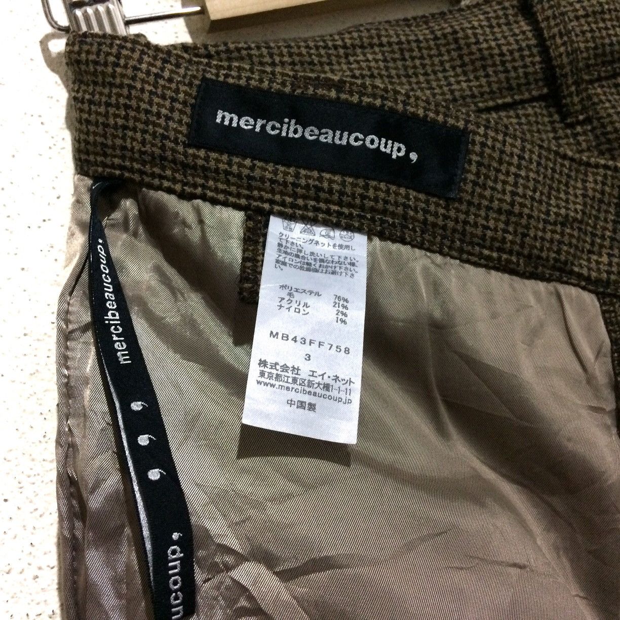 Vintage Mercibeaucoup Herringbone Wool Pants Big Pocket