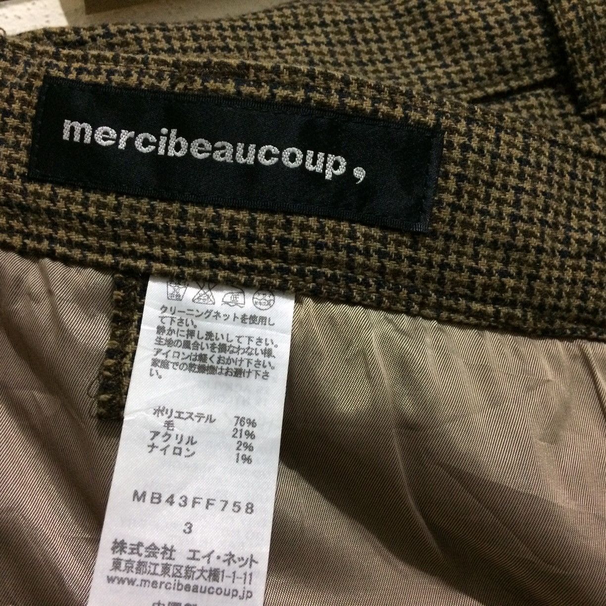 Vintage Mercibeaucoup Herringbone Wool Pants Big Pocket