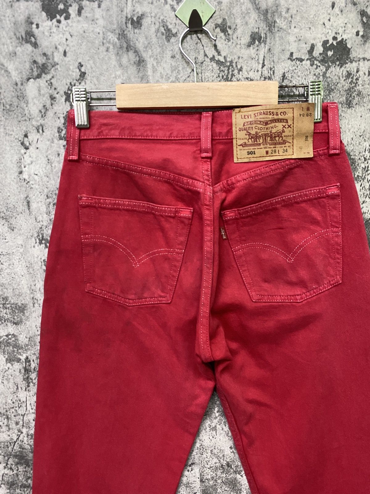 Levi's × Vintage Vintage 90s Levi's 501 Red Jeans Size US 26 / EU 42 - 9 Thumbnail