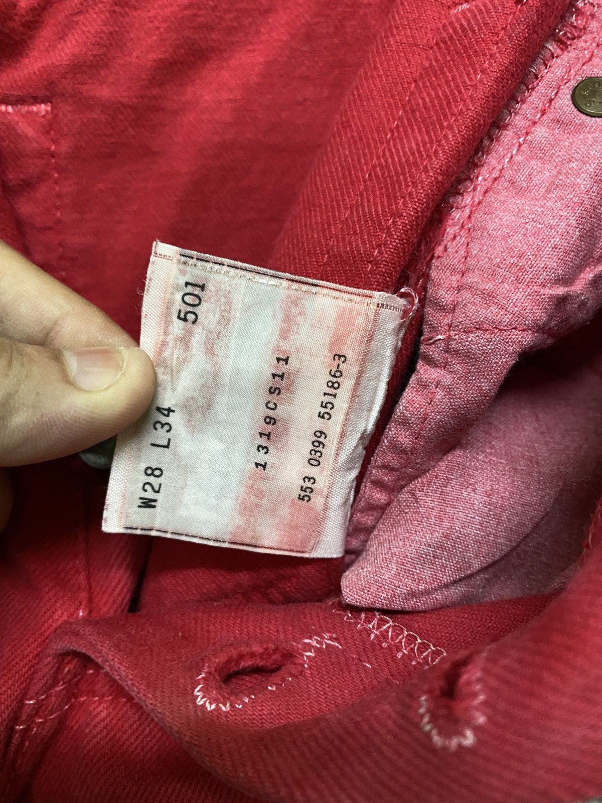 Levi's × Vintage Vintage 90s Levi's 501 Red Jeans Size US 26 / EU 42 - 19 Thumbnail