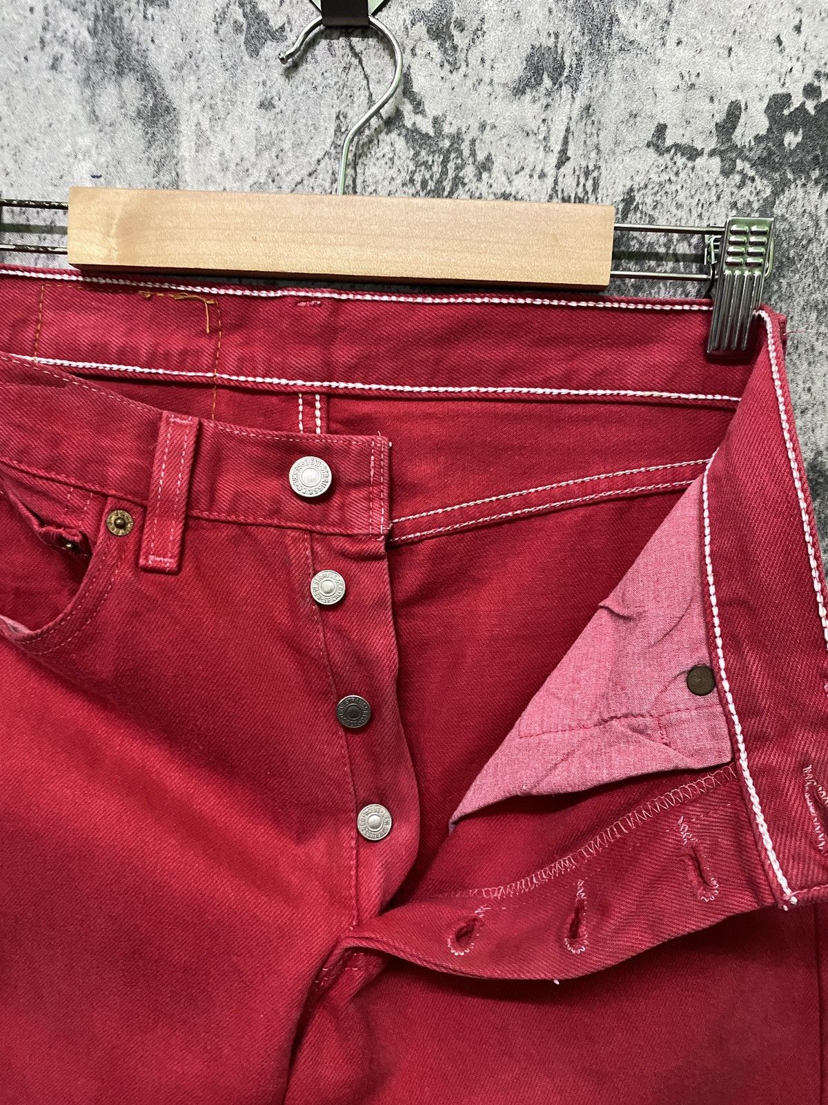 Levi's × Vintage Vintage 90s Levi's 501 Red Jeans Size US 26 / EU 42 - 17 Thumbnail