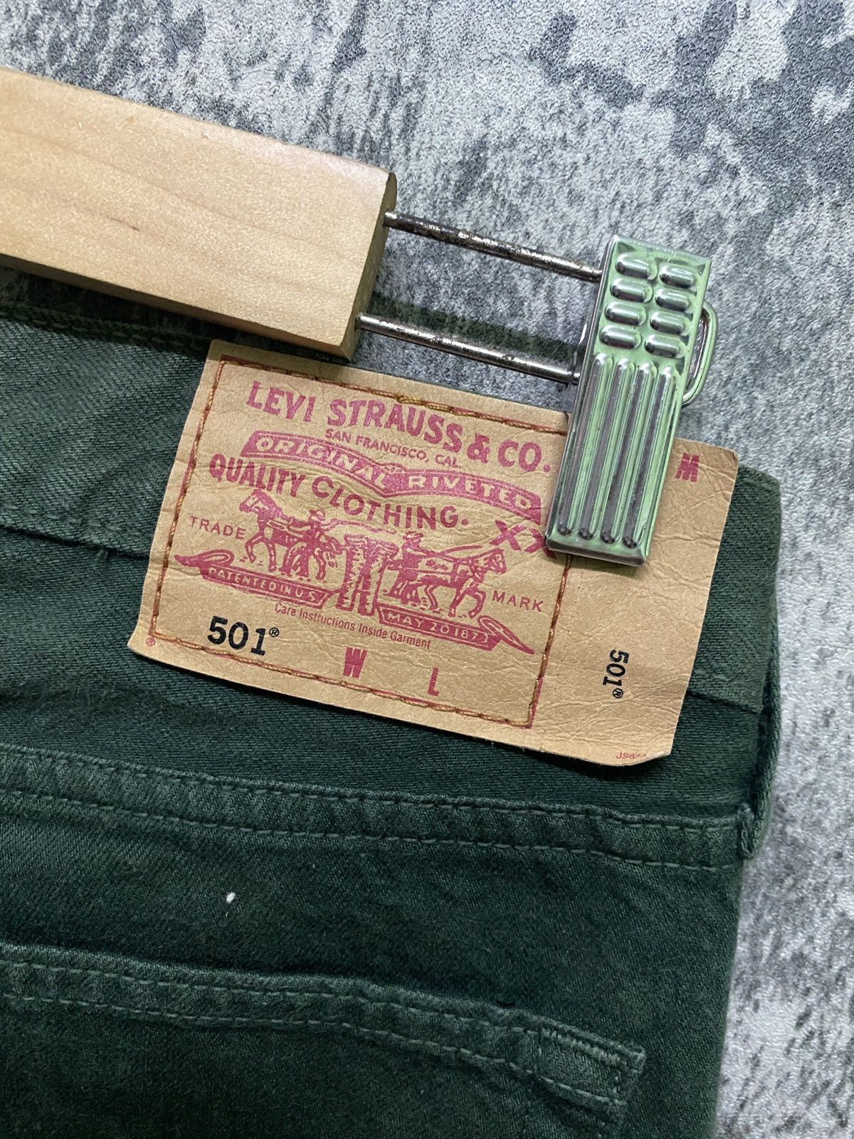 Levi's × Vintage Vintage 90s Levi's 501 Green Faded Jeans Size US 27 - 15 Thumbnail