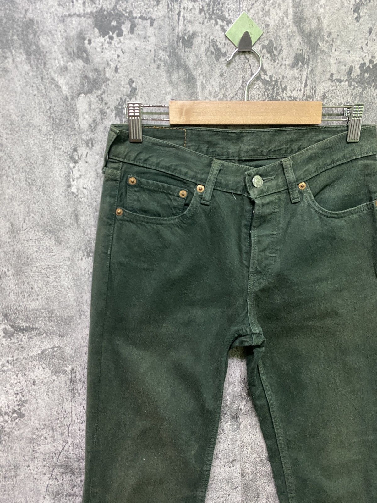 Levi's × Vintage Vintage 90s Levi's 501 Green Faded Jeans Size US 27 - 4 Thumbnail
