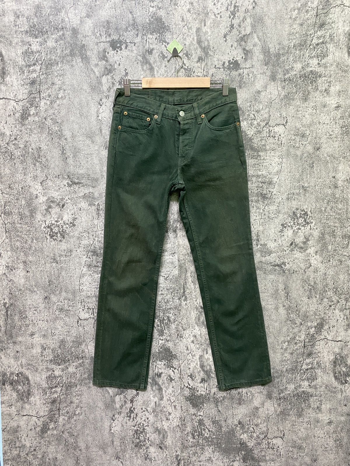 Levi's × Vintage Vintage 90s Levi's 501 Green Faded Jeans Size US 27 - 2 Thumbnail