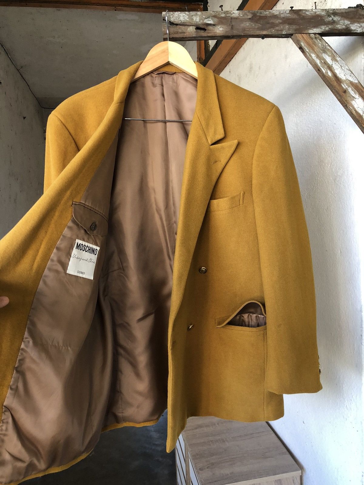 Moschino Rare❗️Moschino Mustard Wool Double Breasted Blazer Jacket Size US XL / EU 56 / 4 - 17 Thumbnail