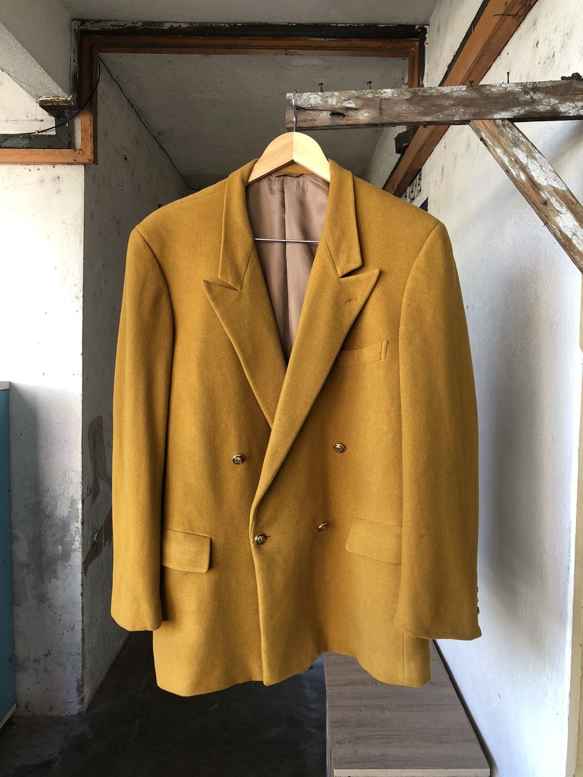 Moschino Rare❗️Moschino Mustard Wool Double Breasted Blazer Jacket Size US XL / EU 56 / 4 - 1 Thumbnail