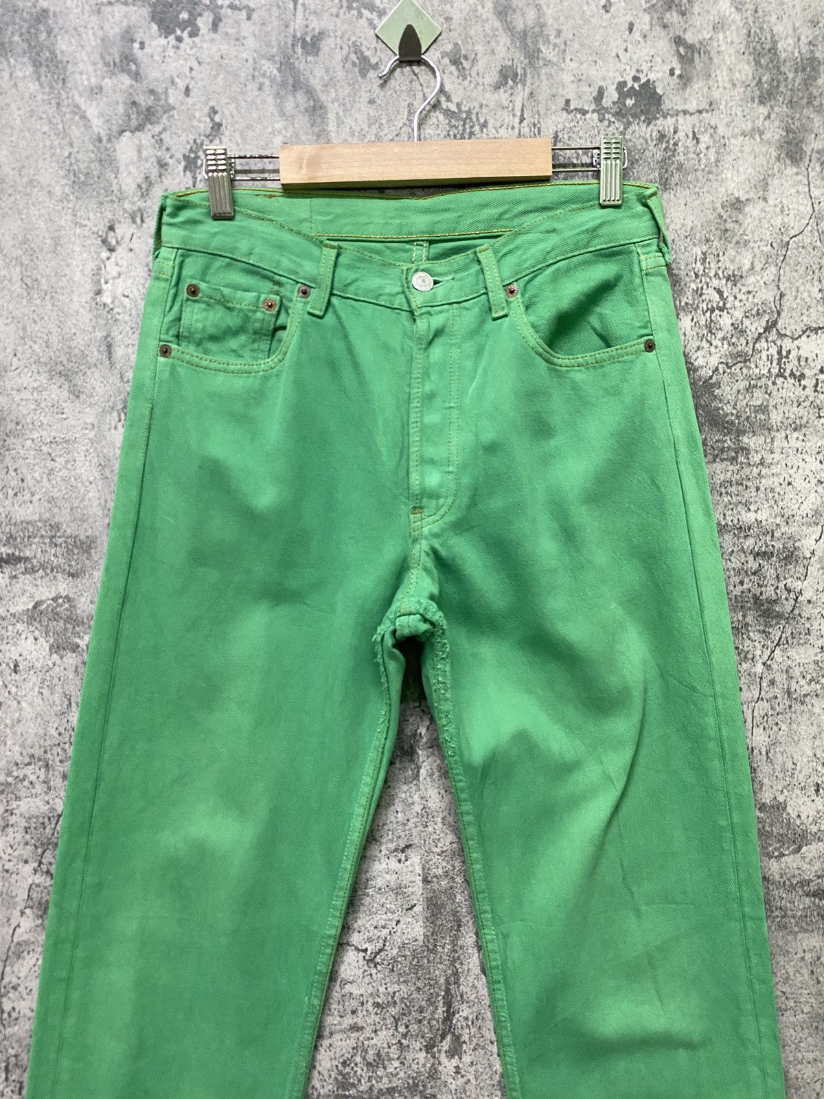 Levi's × Vintage Vintage 90s Levi's 501 Green Distressed Jeans Size US 28 / EU 44 - 3 Thumbnail