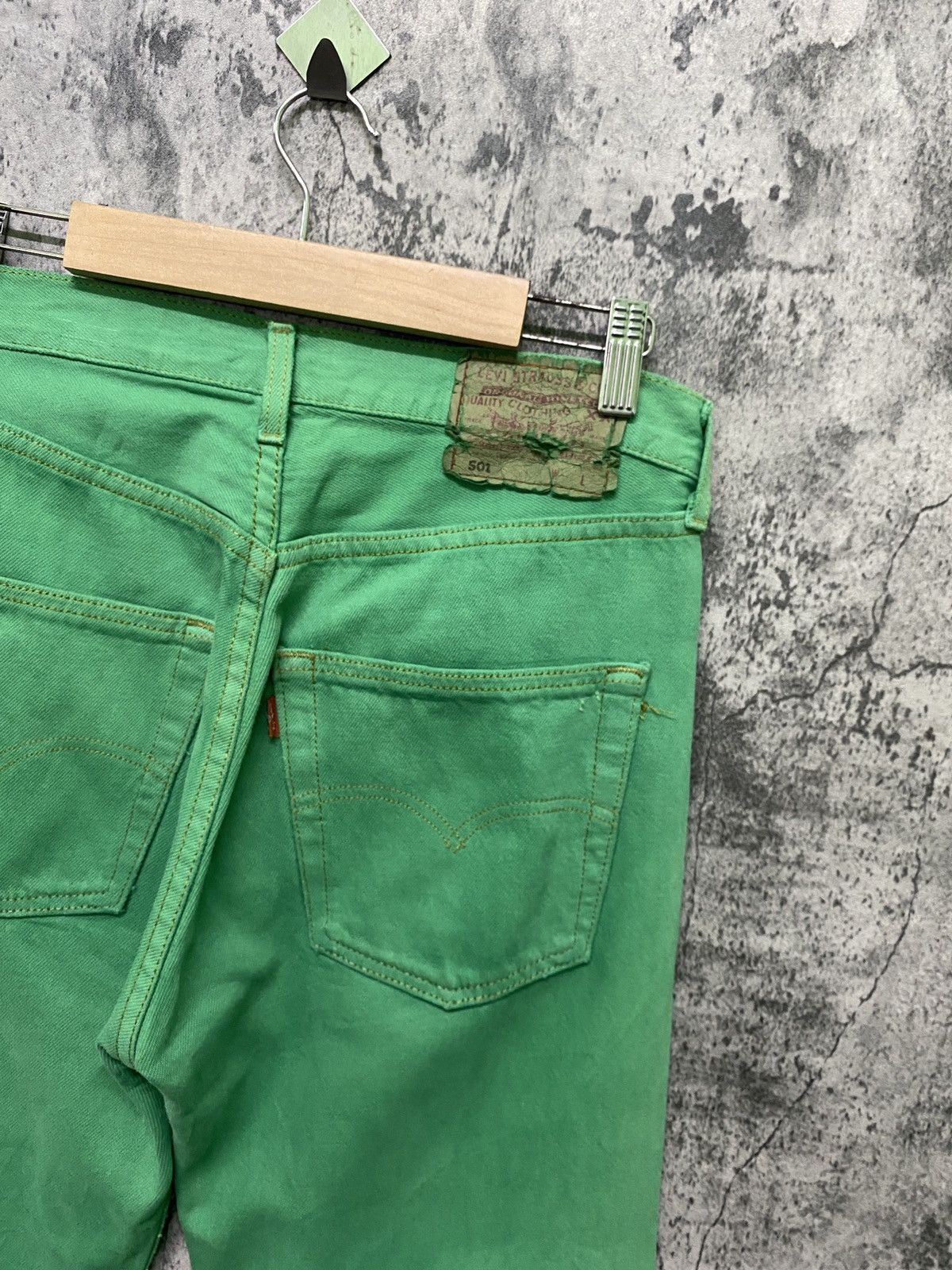 Levi's × Vintage Vintage 90s Levi's 501 Green Distressed Jeans Size US 28 / EU 44 - 10 Thumbnail