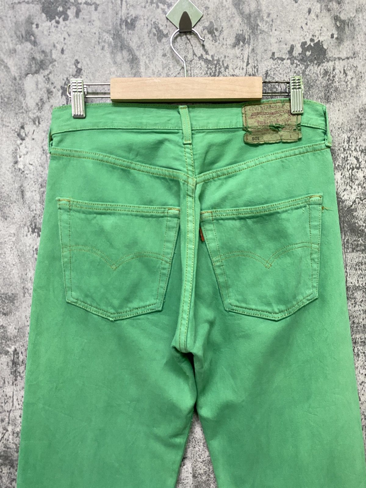 Levi's × Vintage Vintage 90s Levi's 501 Green Distressed Jeans Size US 28 / EU 44 - 9 Thumbnail