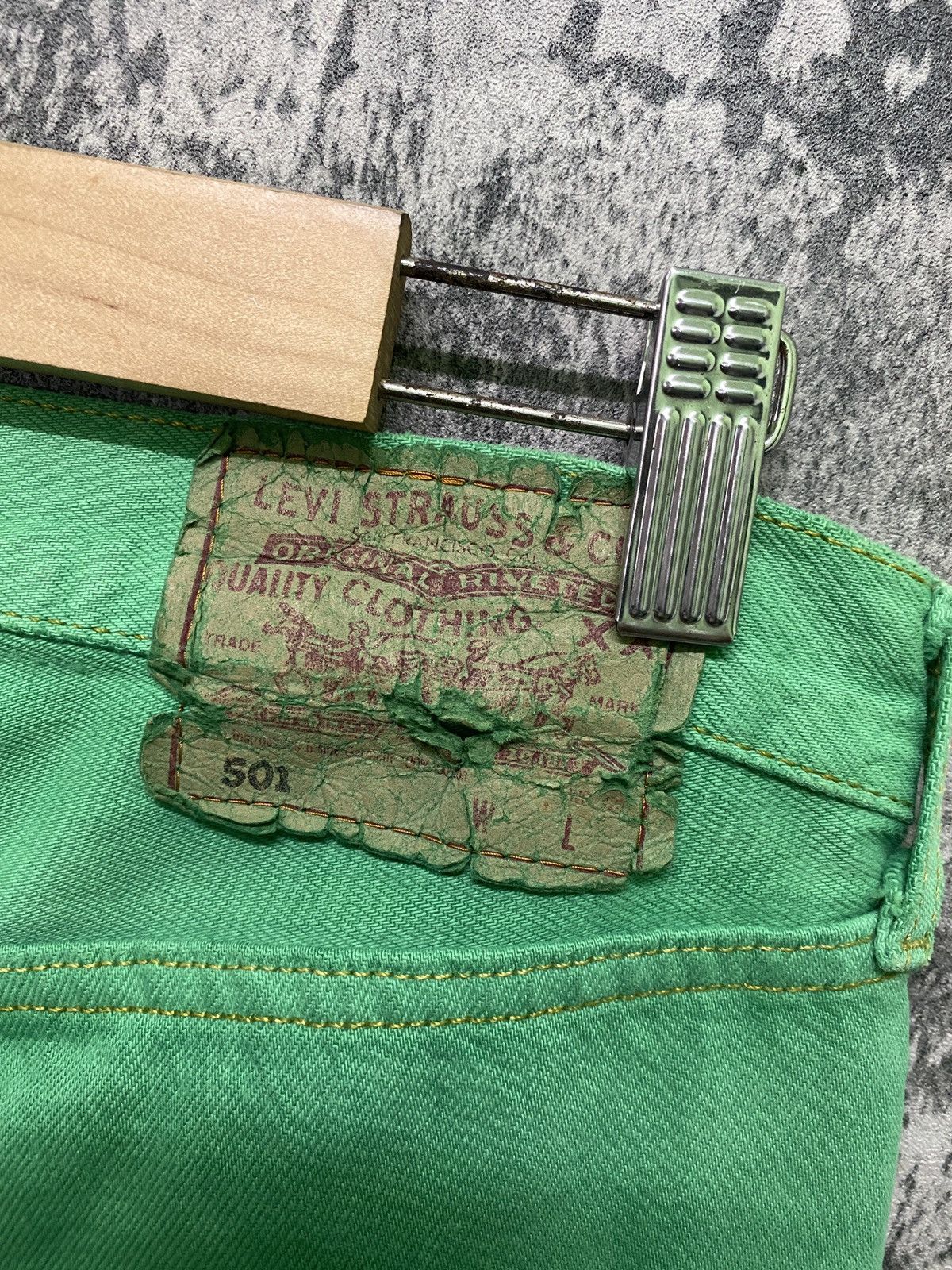 Levi's × Vintage Vintage 90s Levi's 501 Green Distressed Jeans Size US 28 / EU 44 - 11 Thumbnail