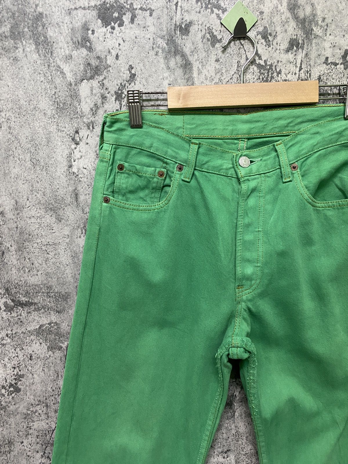 Levi's × Vintage Vintage 90s Levi's 501 Green Distressed Jeans Size US 28 / EU 44 - 4 Thumbnail
