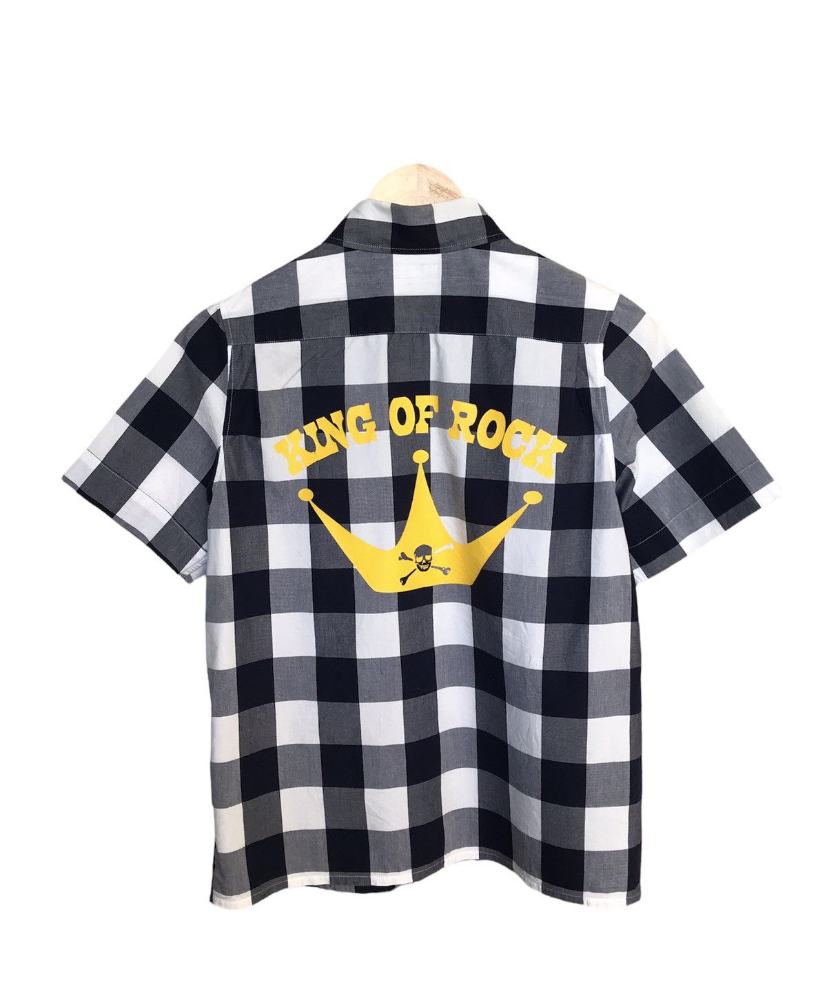 image of Lovers Rock x Seditionaries Super Lover King Off Rock Box Button Up Shirt in Blue/White, Women's (S