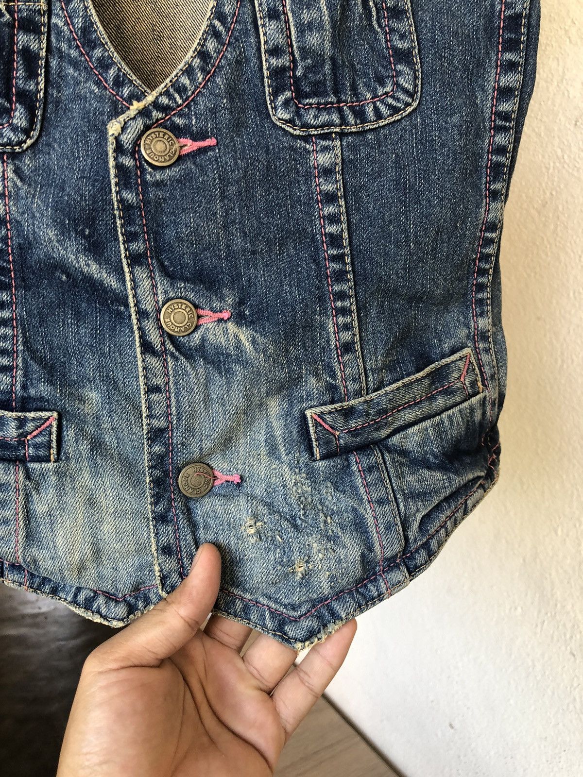 Hysteric Glamour Vintage Hysteric Glamour Distressed Denim Vest Jacket Size XXS / US 00 / IT 34 - 10 Thumbnail