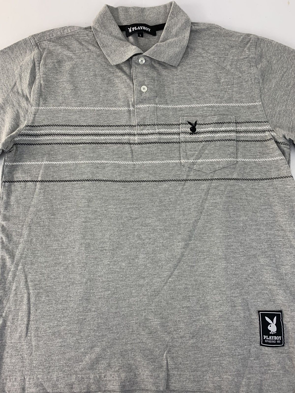 Playboy Playboy Single Pocket Striped Chest Longsleeve Tee Size US L / EU 52-54 / 3 - 3 Thumbnail