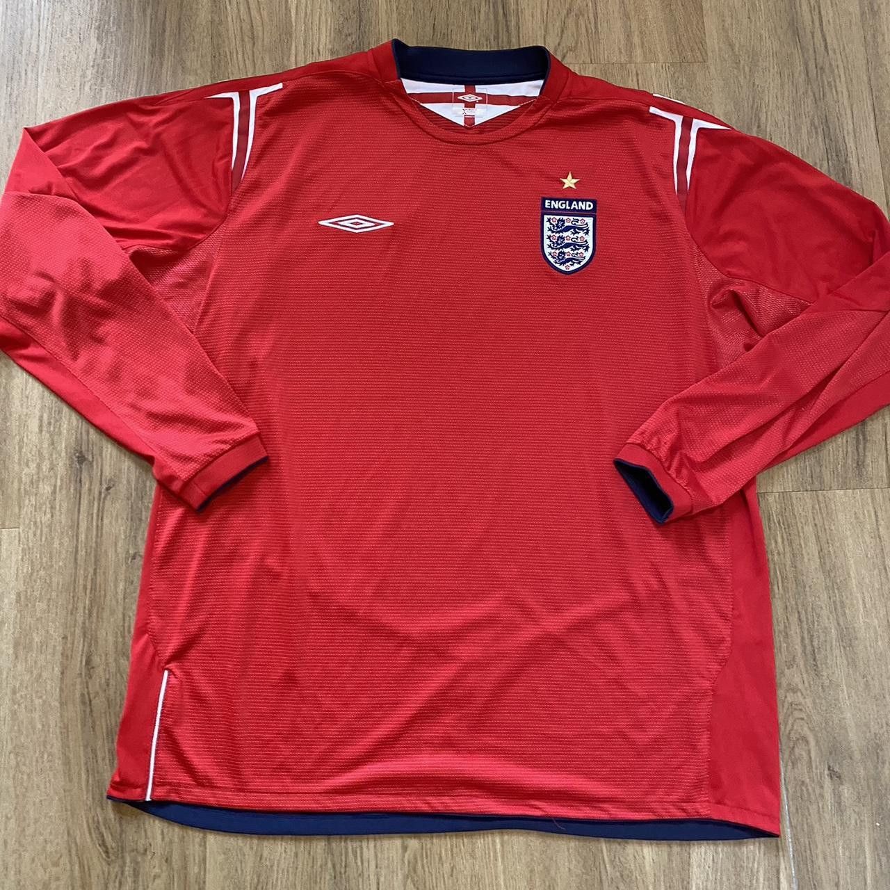 England Away 2004 #7 Beckham Longsleeve England Euro 2004 Away Kit