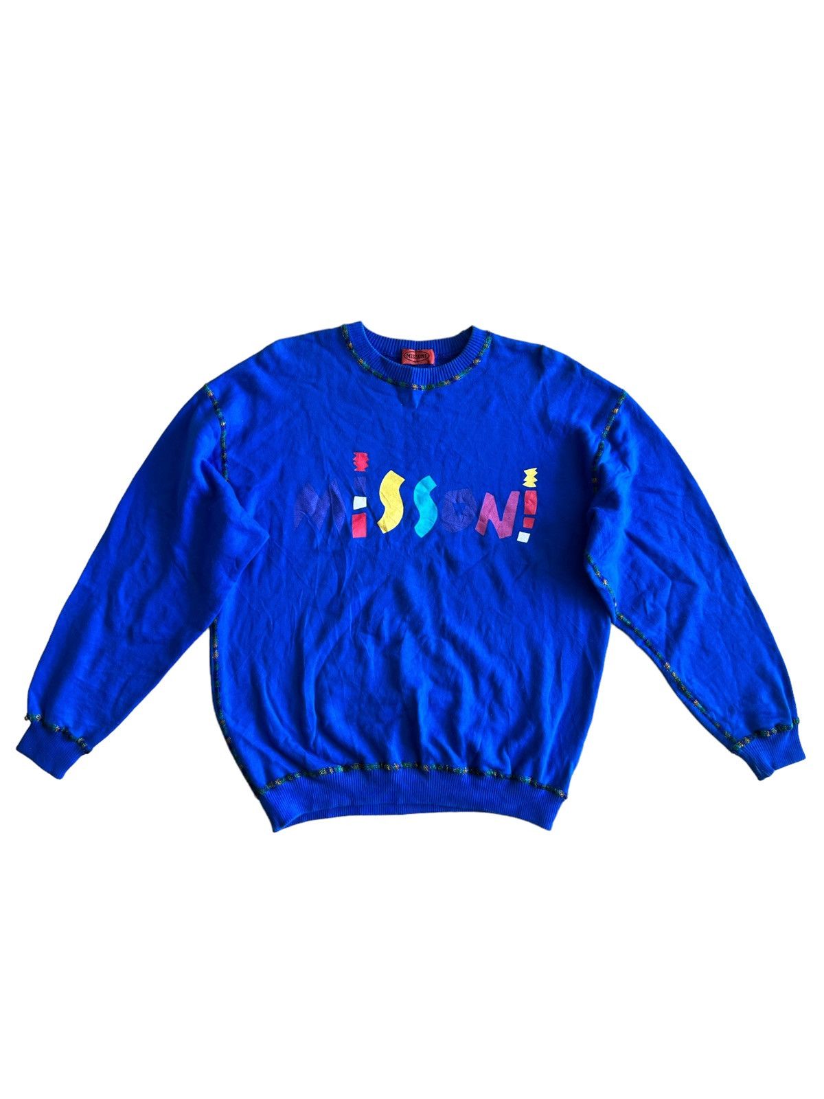 Comme des Garcons × Coogi × Missoni Missoni 🇮🇹 Multicolor SpellOut Chevron Logo Crewneck Sweater Size US M / EU 48-50 / 2 - 3 Thumbnail