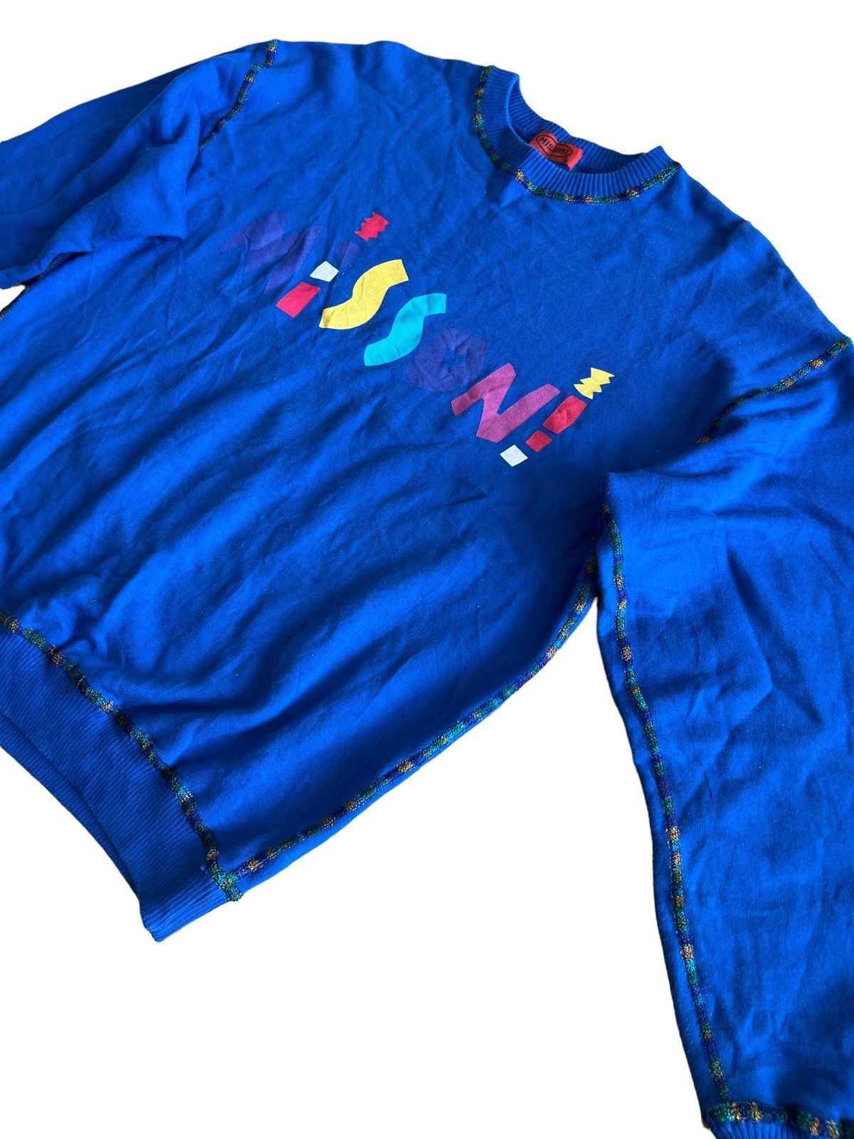Comme des Garcons × Coogi × Missoni Missoni 🇮🇹 Multicolor SpellOut Chevron Logo Crewneck Sweater Size US M / EU 48-50 / 2 - 2 Thumbnail