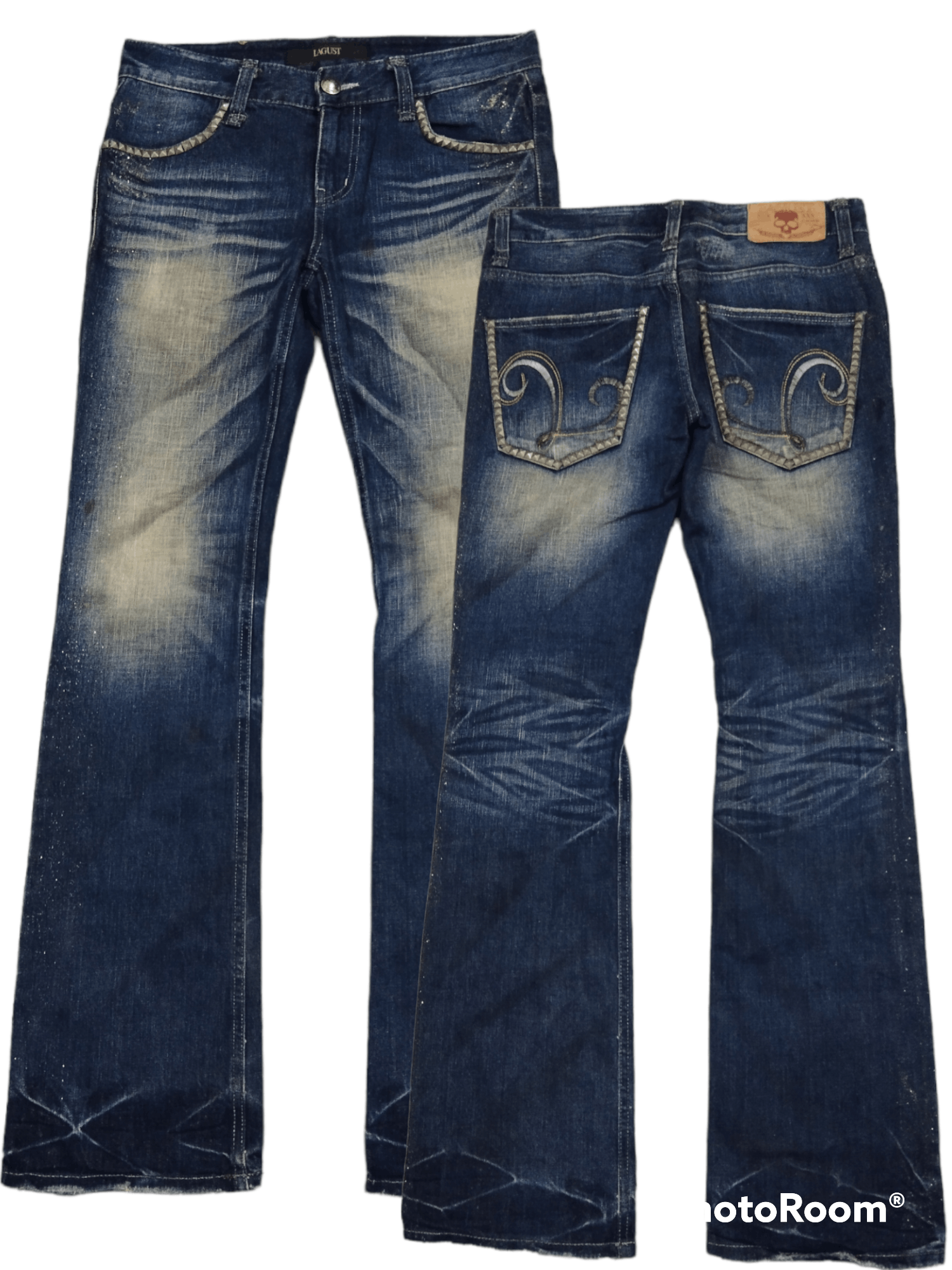 Japanese Brand FLARE RUSTY LAGUST STUDDED DENIM PANTS Size US 30 / EU 46 - 1 Thumbnail