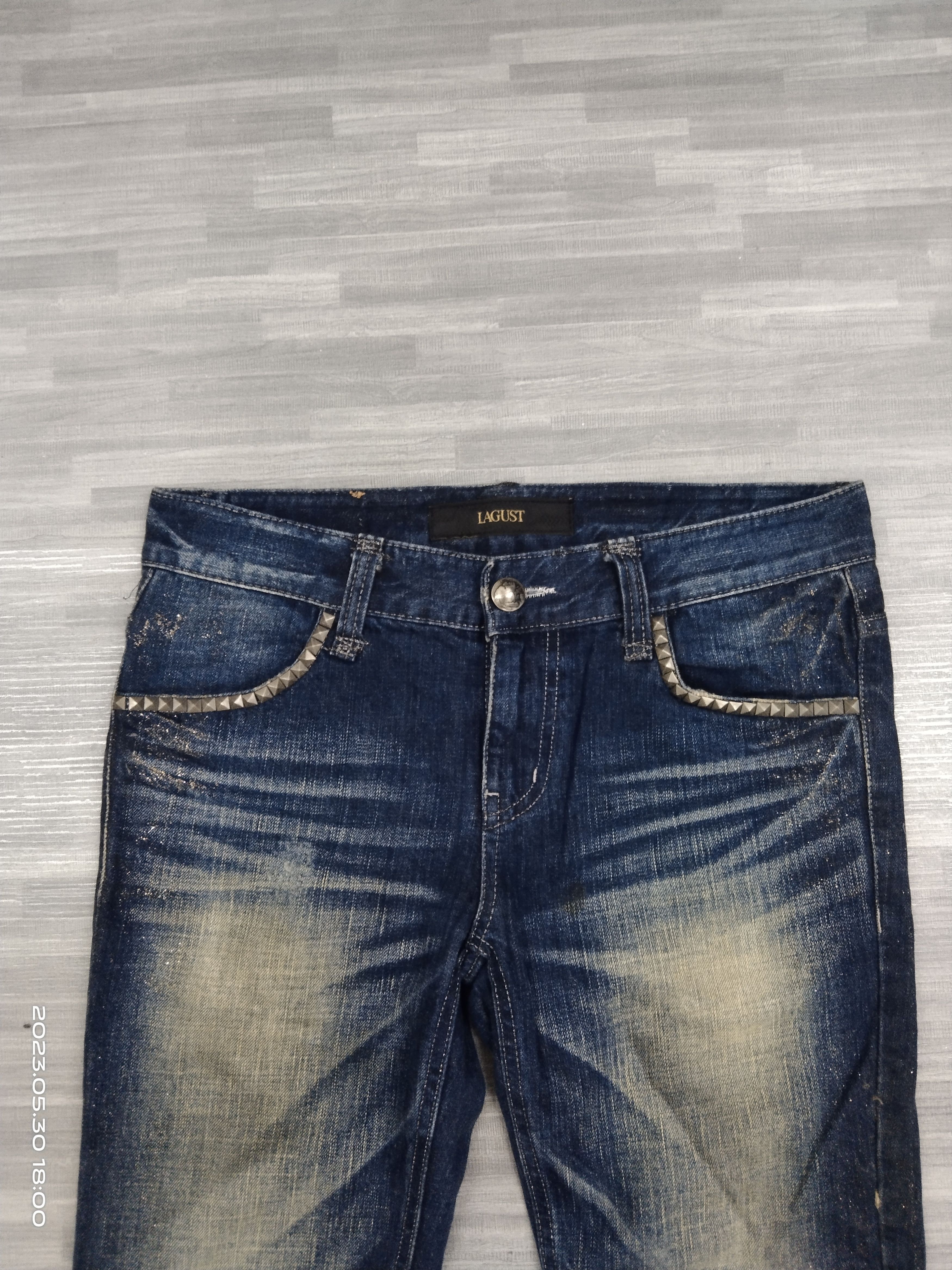 Japanese Brand FLARE RUSTY LAGUST STUDDED DENIM PANTS Size US 30 / EU 46 - 4 Thumbnail