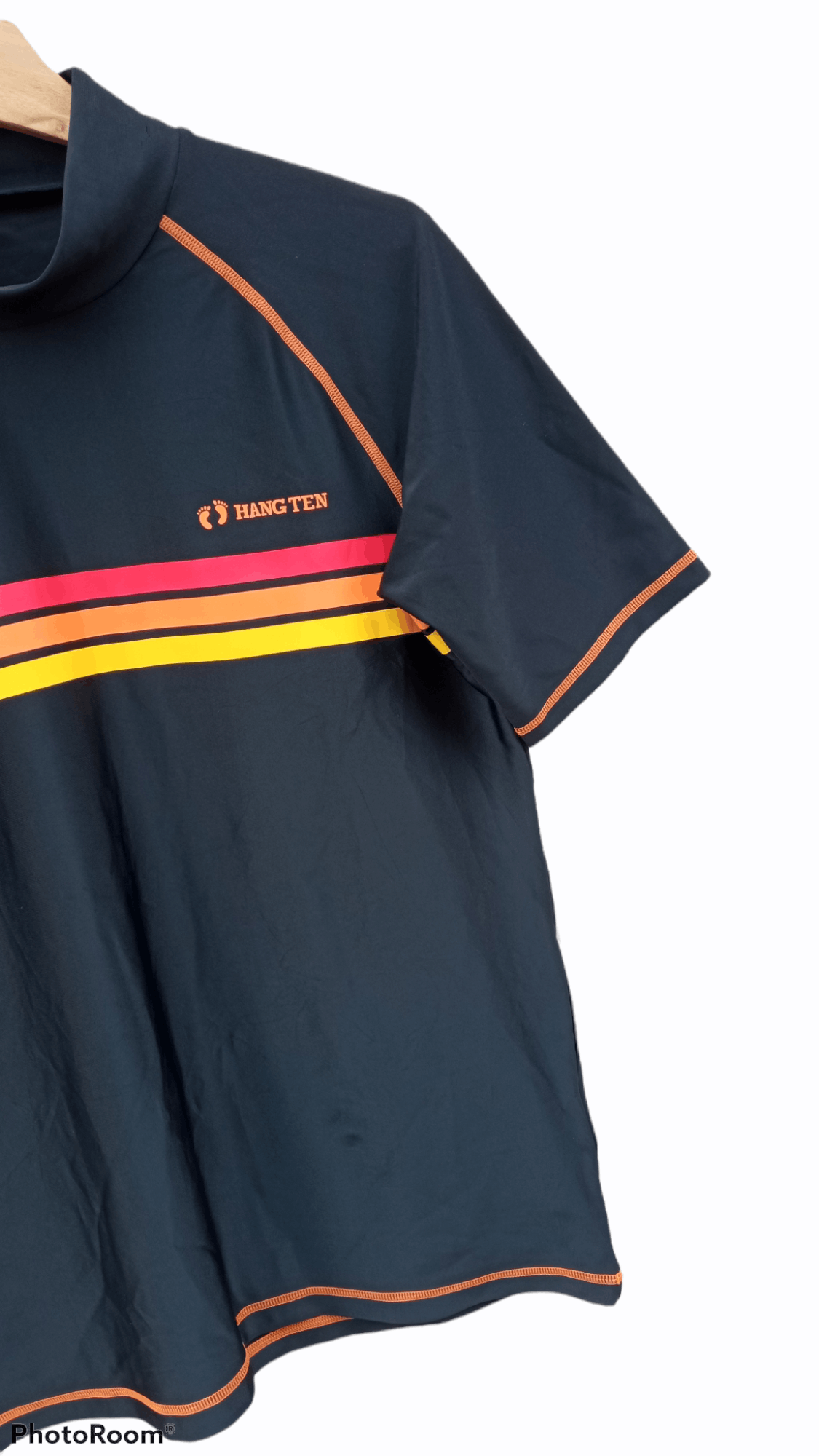 Hang Ten × Japanese Brand × Vintage 🔥🔥Vintage Style Hang Ten 3 Striped T-Shirt Size US S / EU 44-46 / 1 - 11 Thumbnail