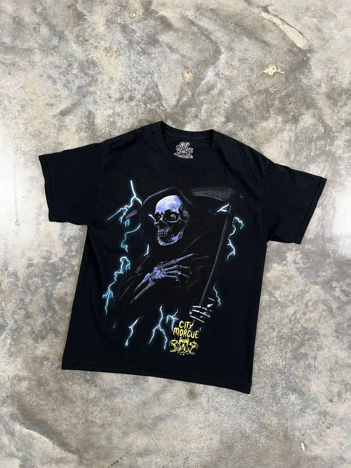 Pre-owned Streetwear City Morgue Lightning Thunder Reaper Tour Tee Black Large