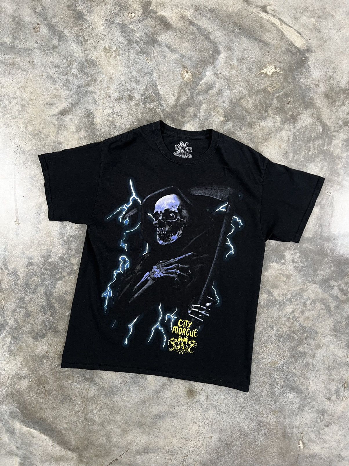 image of City Morgue Lightning Thunder Reaper Tour Tee Black Large, Men's