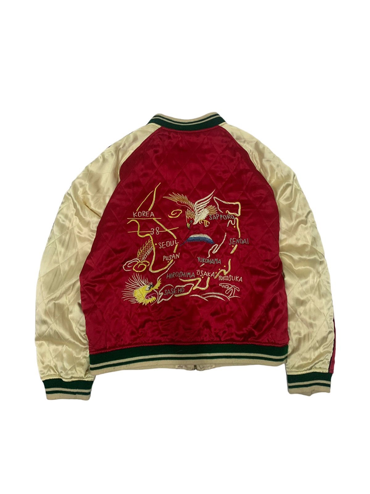 Japanese Brand 🔥SILK SUKAJAN JACKETS REVERSIBLE GEISHA EMBROIDERY Size US L / EU 52-54 / 3 - 5 Thumbnail