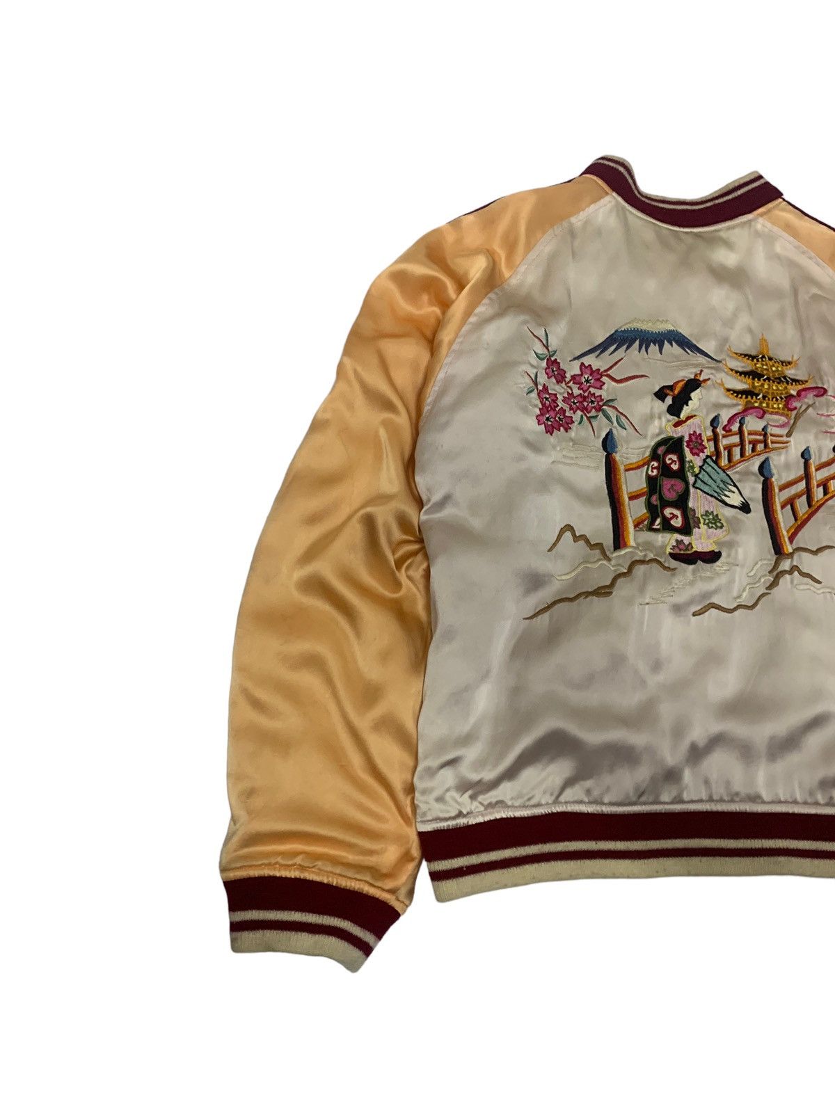 Japanese Brand 🔥SILK SUKAJAN JACKETS REVERSIBLE GEISHA EMBROIDERY Size US L / EU 52-54 / 3 - 9 Thumbnail