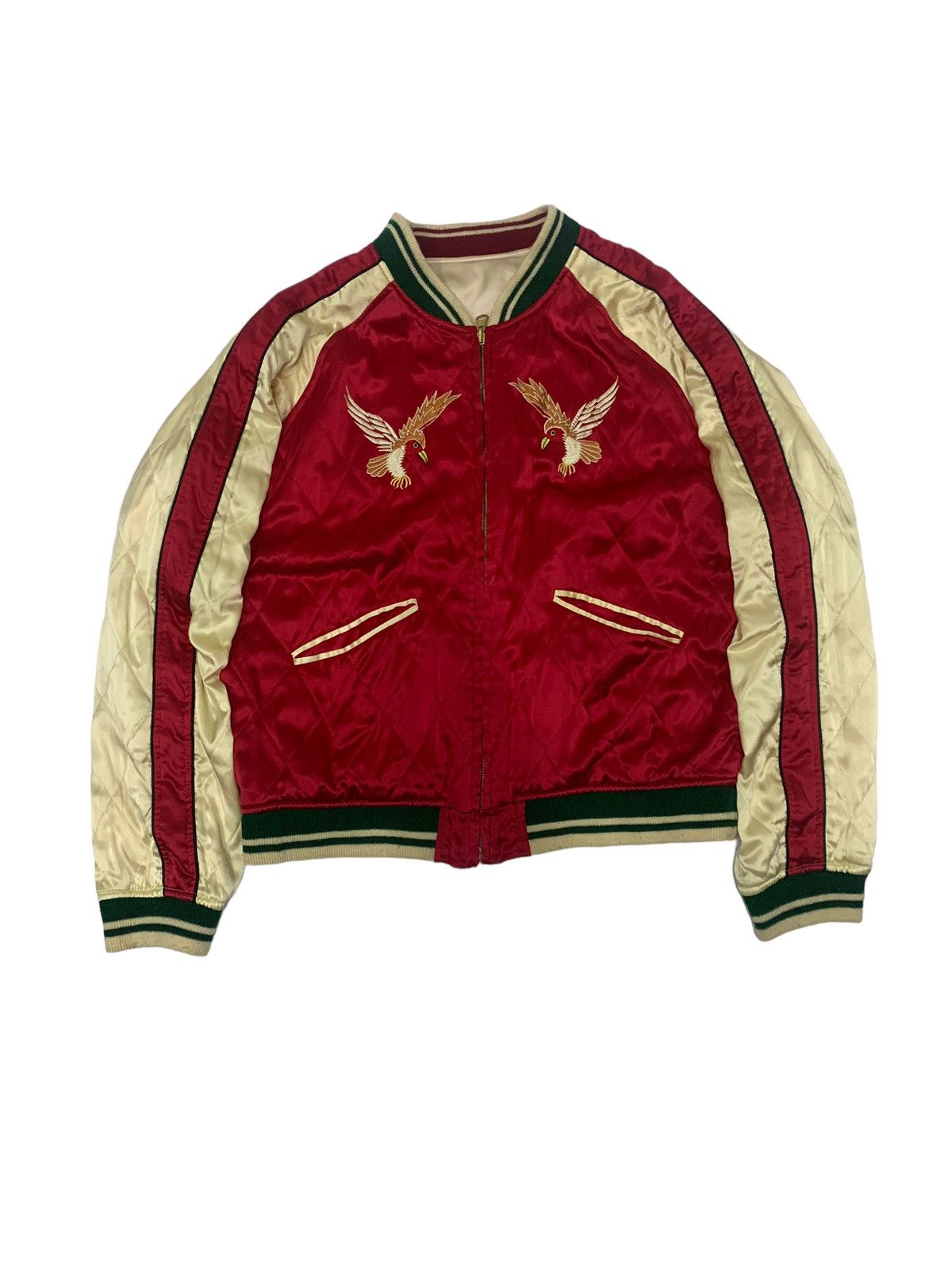 Japanese Brand 🔥SILK SUKAJAN JACKETS REVERSIBLE GEISHA EMBROIDERY Size US L / EU 52-54 / 3 - 2 Thumbnail