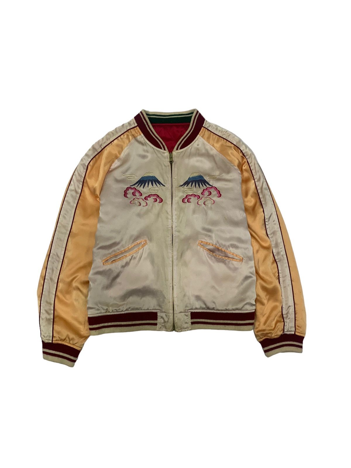 Japanese Brand 🔥SILK SUKAJAN JACKETS REVERSIBLE GEISHA EMBROIDERY Size US L / EU 52-54 / 3 - 12 Thumbnail