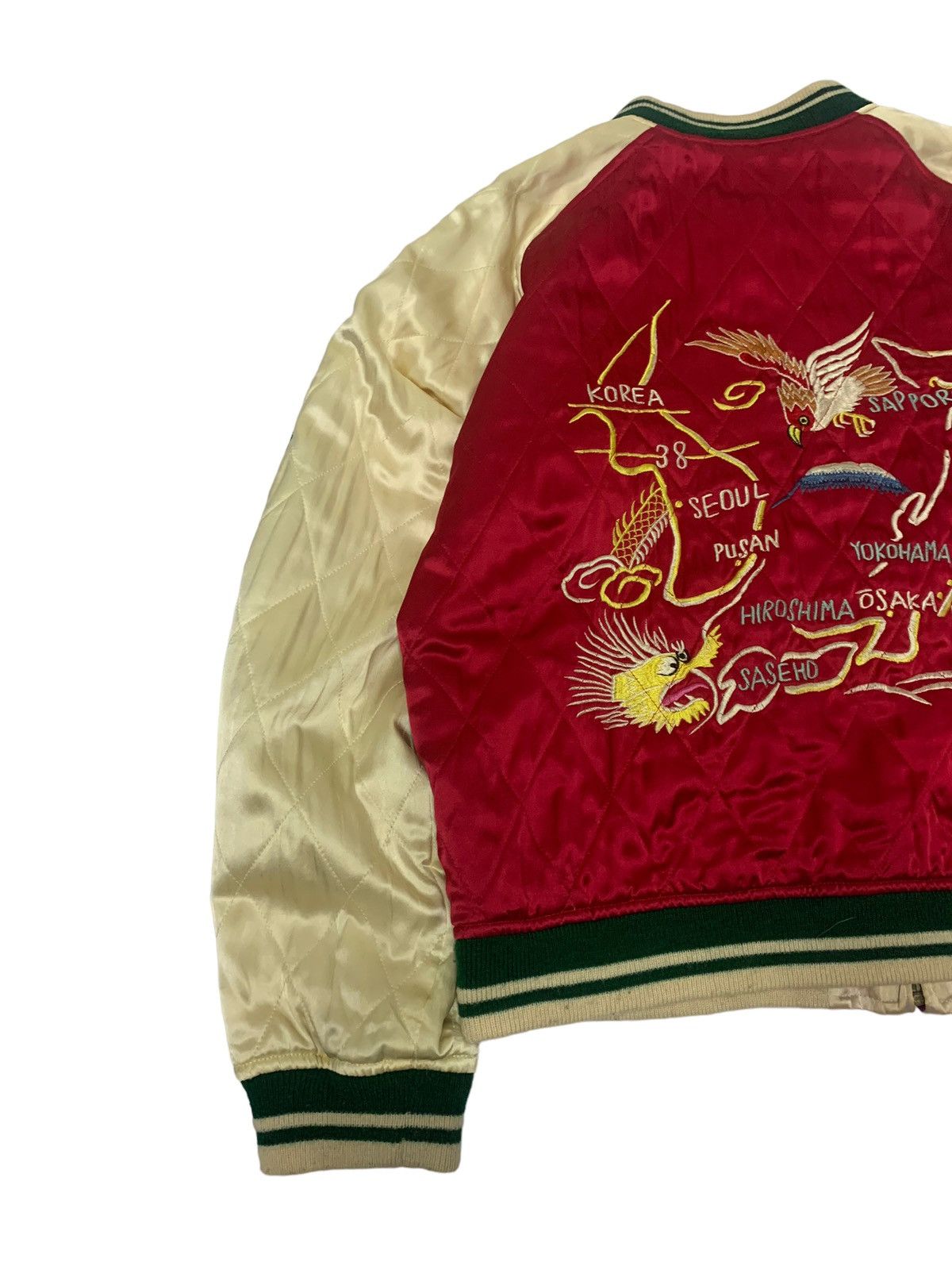 Japanese Brand 🔥SILK SUKAJAN JACKETS REVERSIBLE GEISHA EMBROIDERY Size US L / EU 52-54 / 3 - 6 Thumbnail