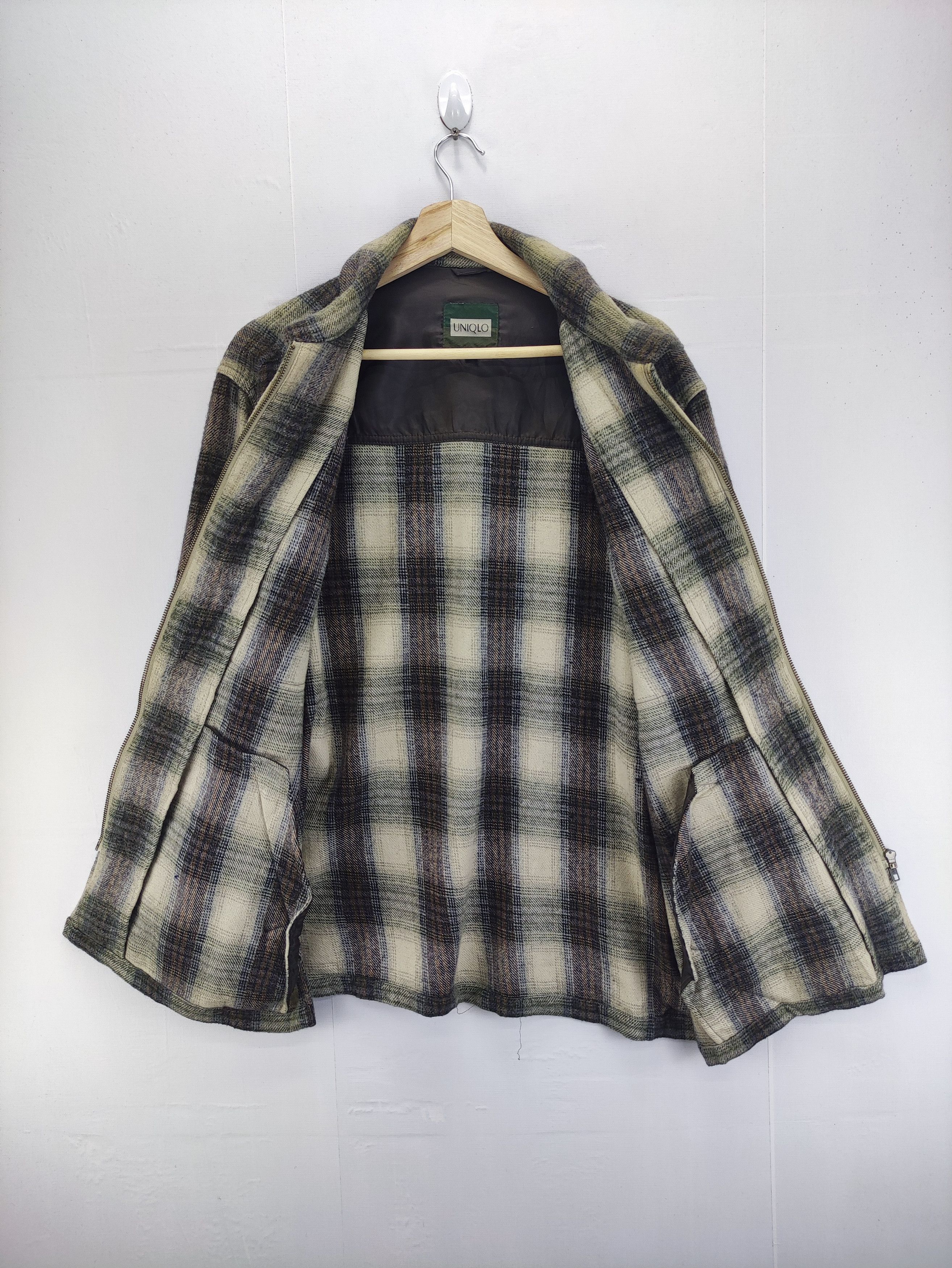 Japanese Brand Vintage 90s Uniqlo Wool Jacket Checkered Zipper Size US L / EU 52-54 / 3 - 4 Thumbnail
