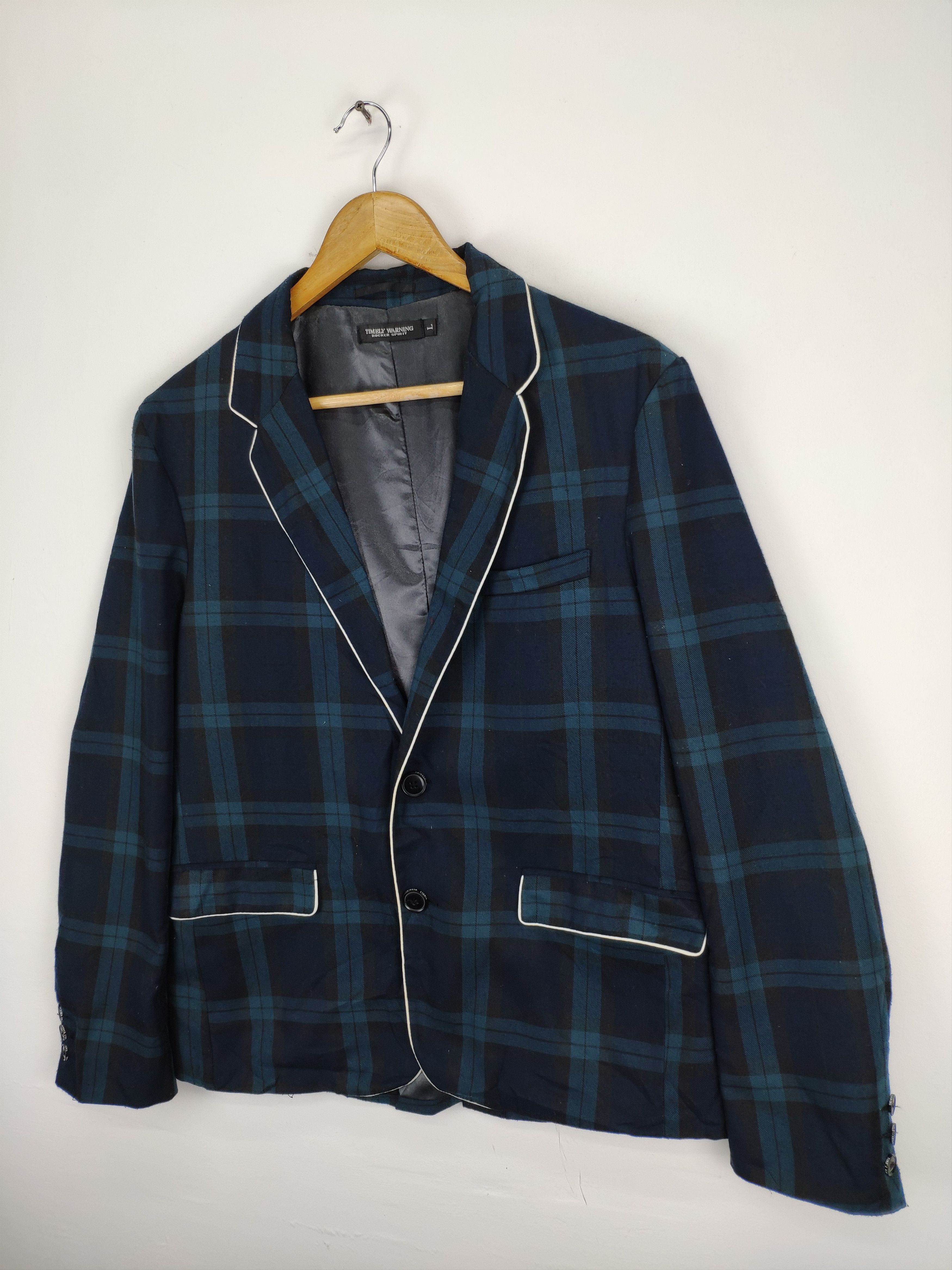 Japanese Brand × Vintage Vintage Plaid Blazer Jacket by Timely Warning Size US M / EU 48-50 / 2 - 2 Thumbnail