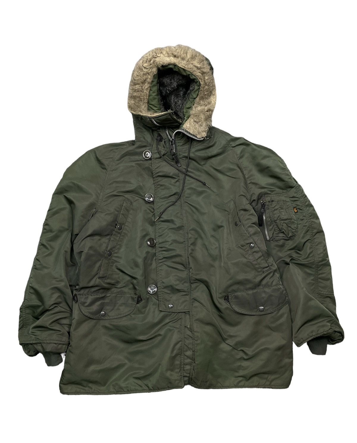 Alpha Industries Vintage 80s Alpha Industries Bomber Fur Flight Jacket Size US L / EU 52-54 / 3 - 4 Thumbnail