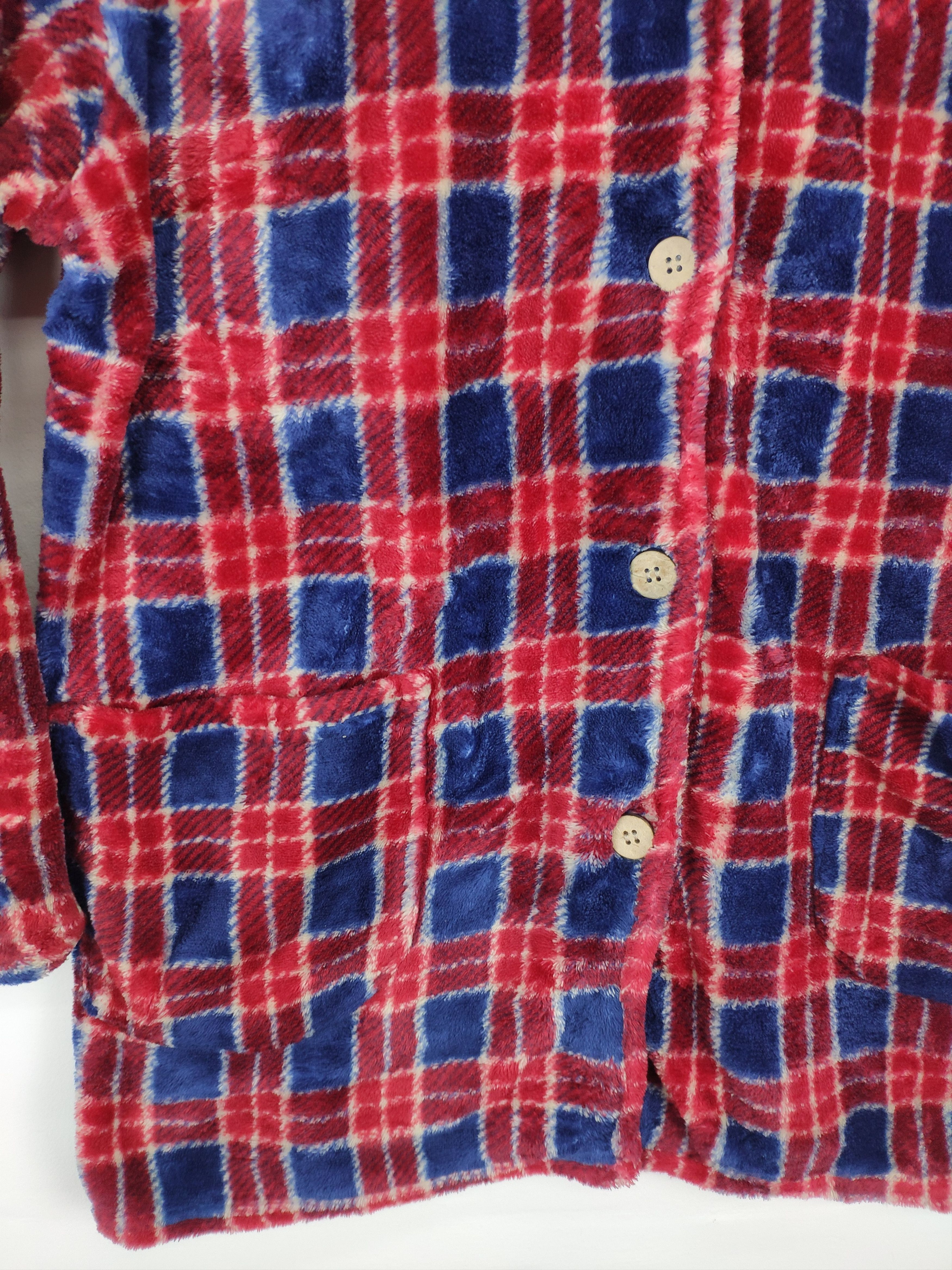 Japanese Brand Vintage Fleece Shirt Button Up Checkered Size M / US 6-8 / IT 42-44 - 6 Thumbnail