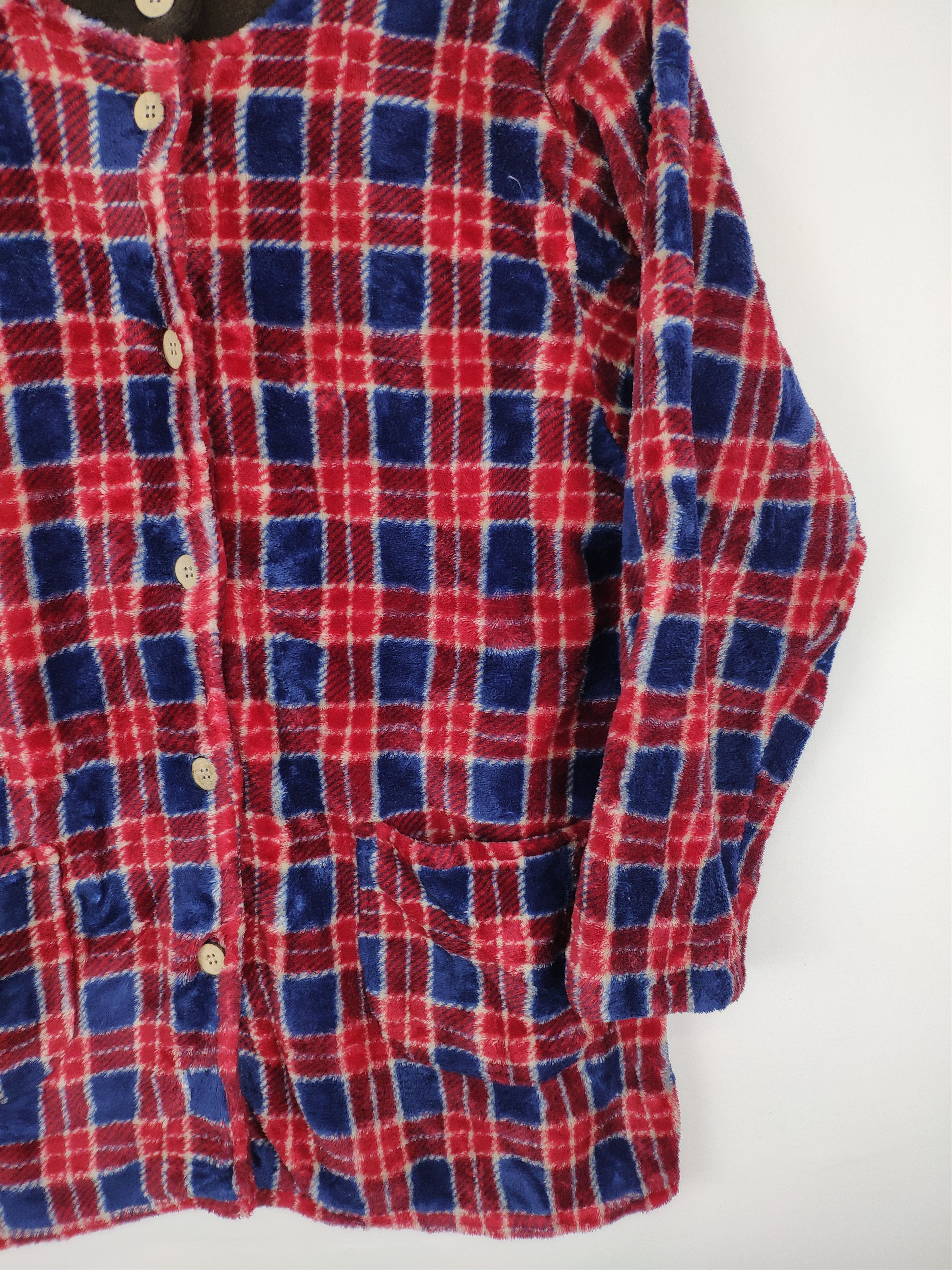 Japanese Brand Vintage Fleece Shirt Button Up Checkered Size M / US 6-8 / IT 42-44 - 7 Thumbnail