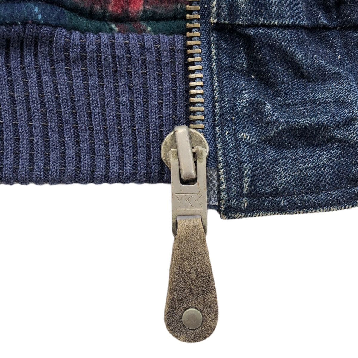 Vintage Vintage Step Out Lined Blanket Denim Leather Bomber Jacket Size US L / EU 52-54 / 3 - 10 Thumbnail