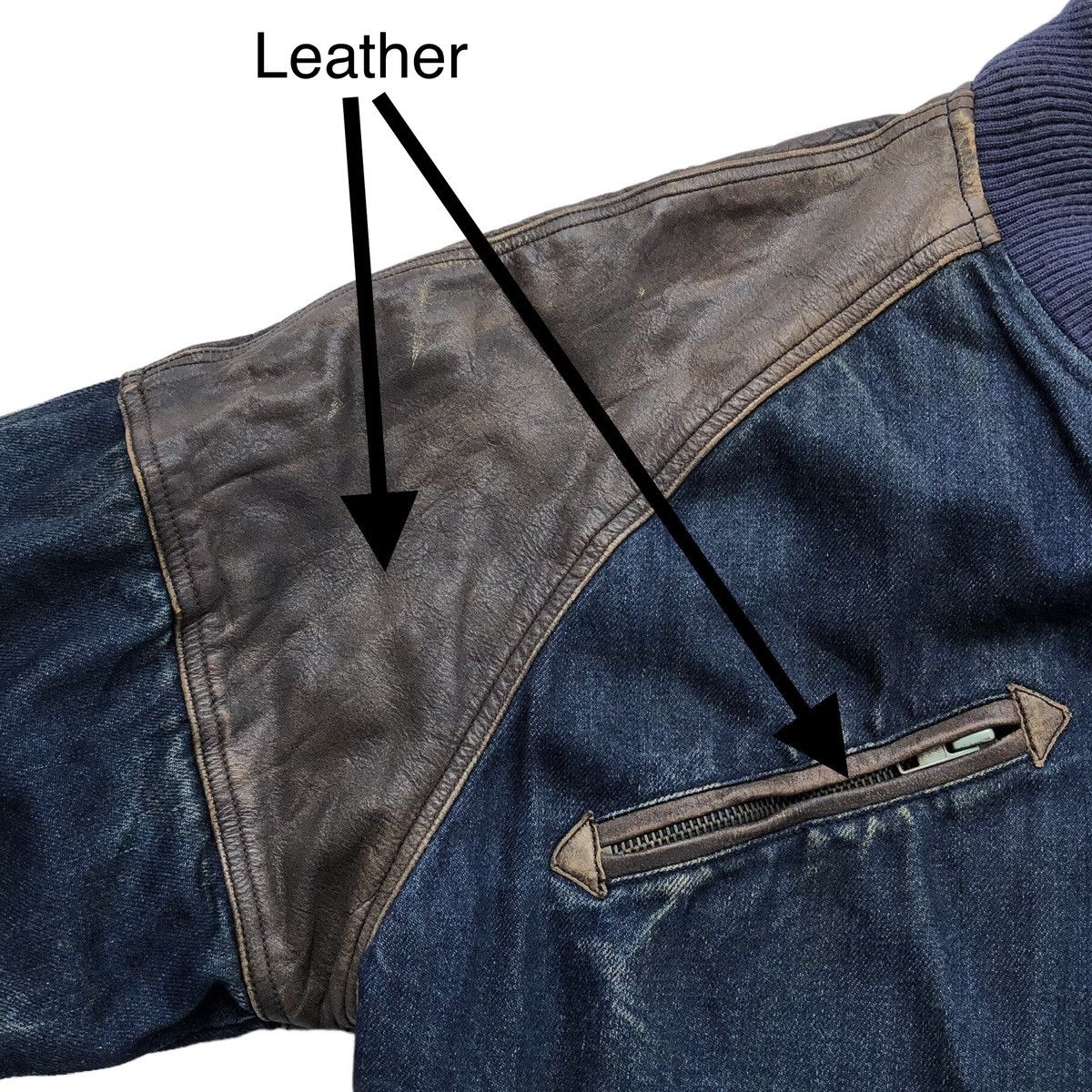 Vintage Vintage Step Out Lined Blanket Denim Leather Bomber Jacket Size US L / EU 52-54 / 3 - 6 Thumbnail