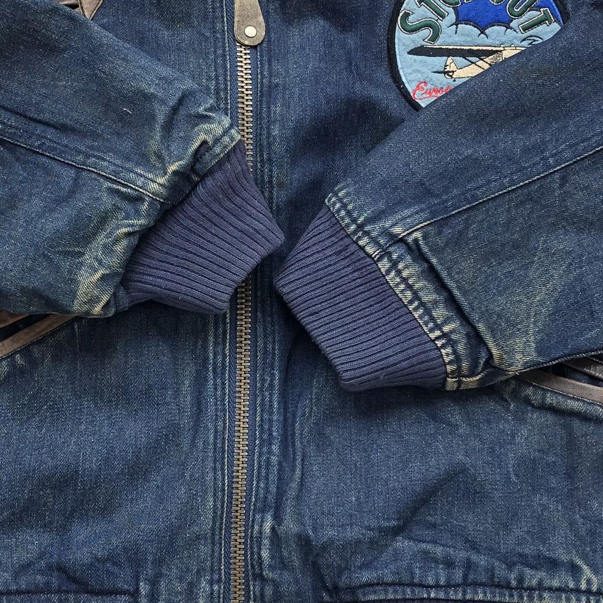 Vintage Vintage Step Out Lined Blanket Denim Leather Bomber Jacket Size US L / EU 52-54 / 3 - 8 Thumbnail