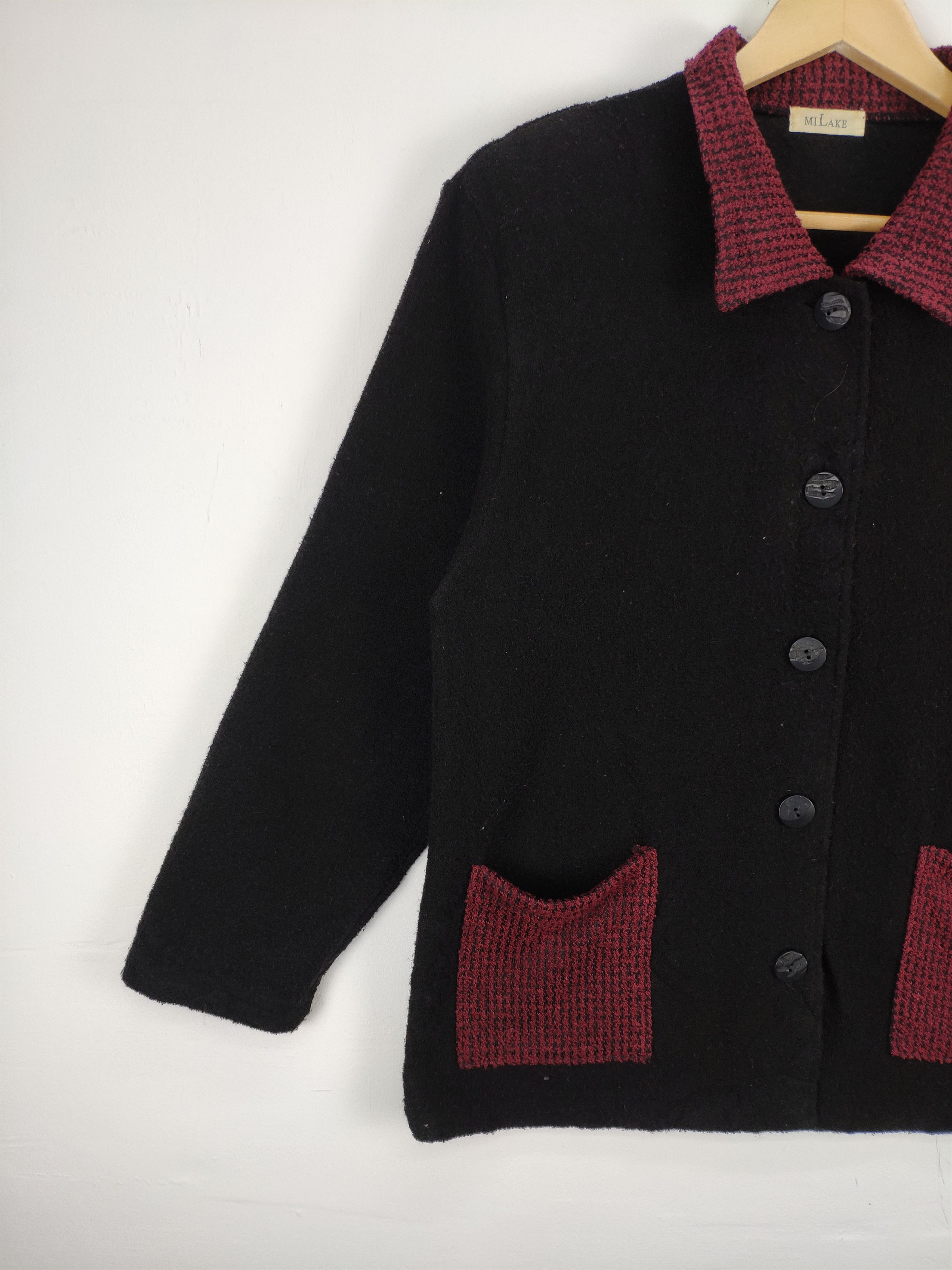 Japanese Brand × Vintage 🇯🇵 Vintage 1990s Wool Shirt Button Up by Milake Size M / US 6-8 / IT 42-44 - 6 Thumbnail