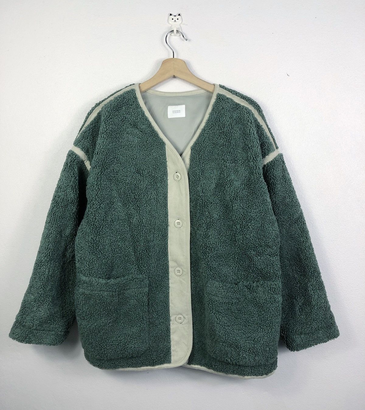 image of Lowrys Farm Japan Button Sherpa Fleece Jacket in Green, Men's (Size XL)